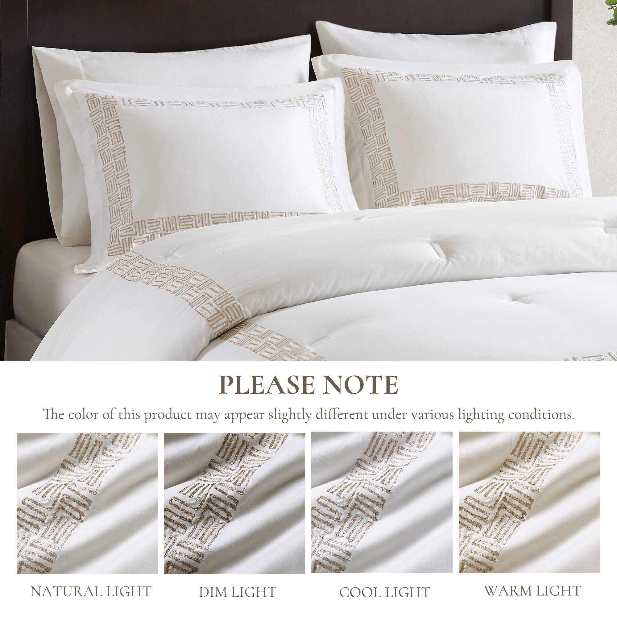 Nile - 4 Piece Queen Sateen With Embroidery Oversized Comforter Set - Multi