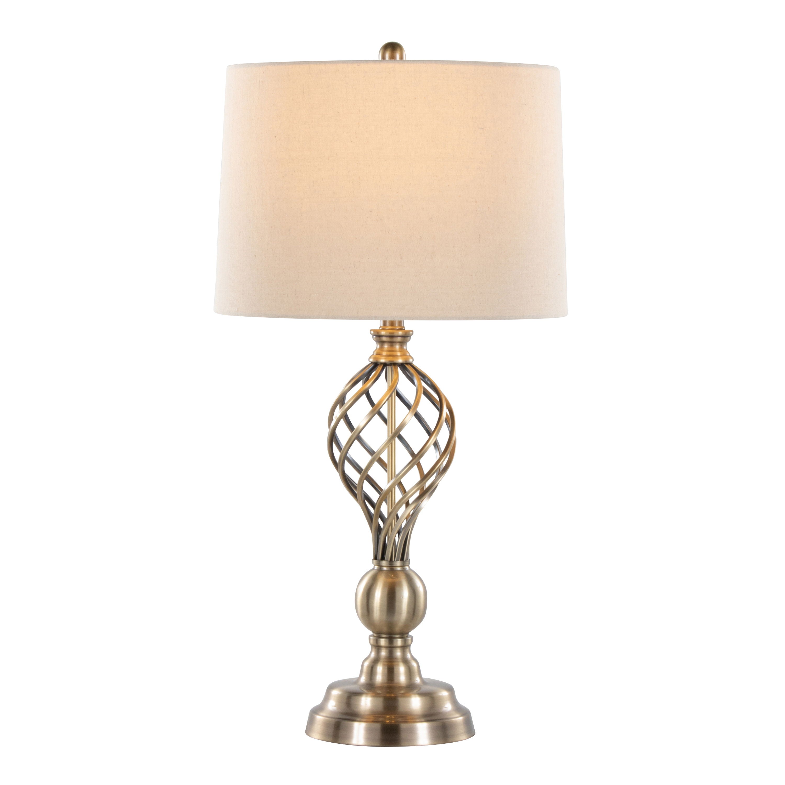 Linx - Twist Contemporary Table Lamp (Set of 2) - Antique Soft Brass / White