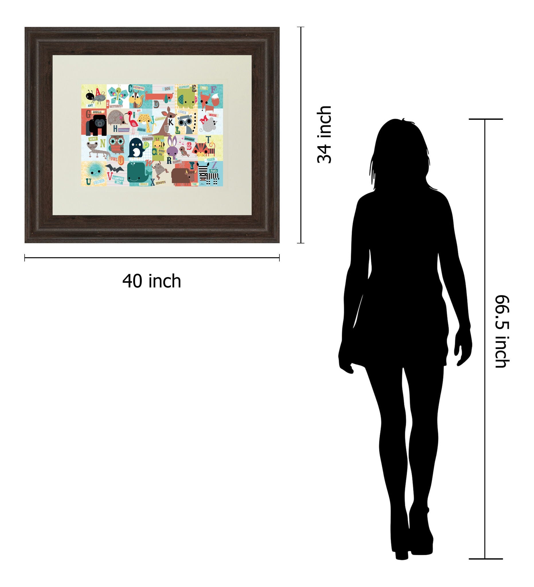 Animal Abc By Julian Phillips - Framed Print Wall Art - Beige