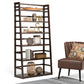 Acadian - Wide Ladder Shelf Bookcase - Brunette Brown