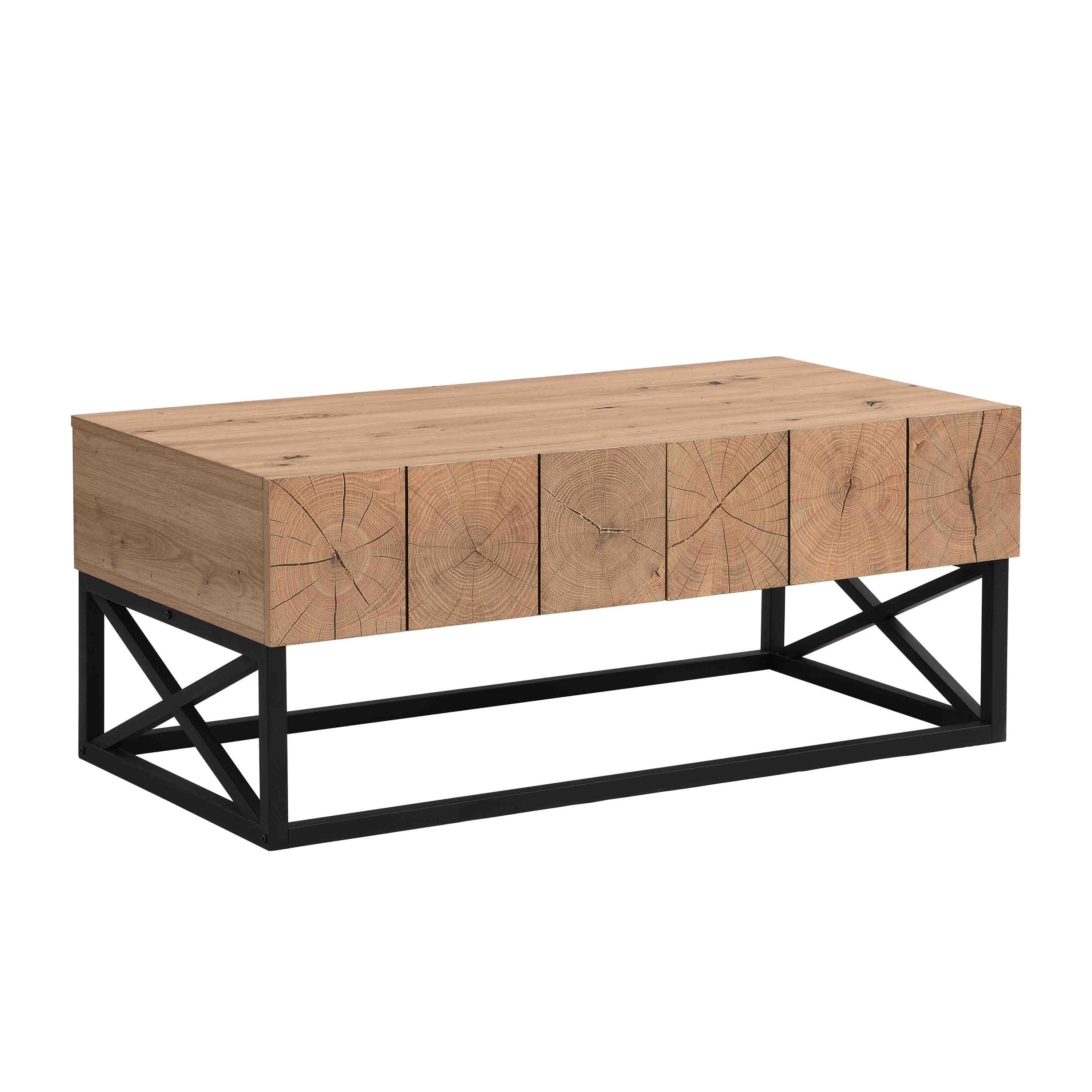 43.31'' Luxury Coffee Table with Two Drawers, Industrial Coffee Table for Living Room, Bedroom & Office