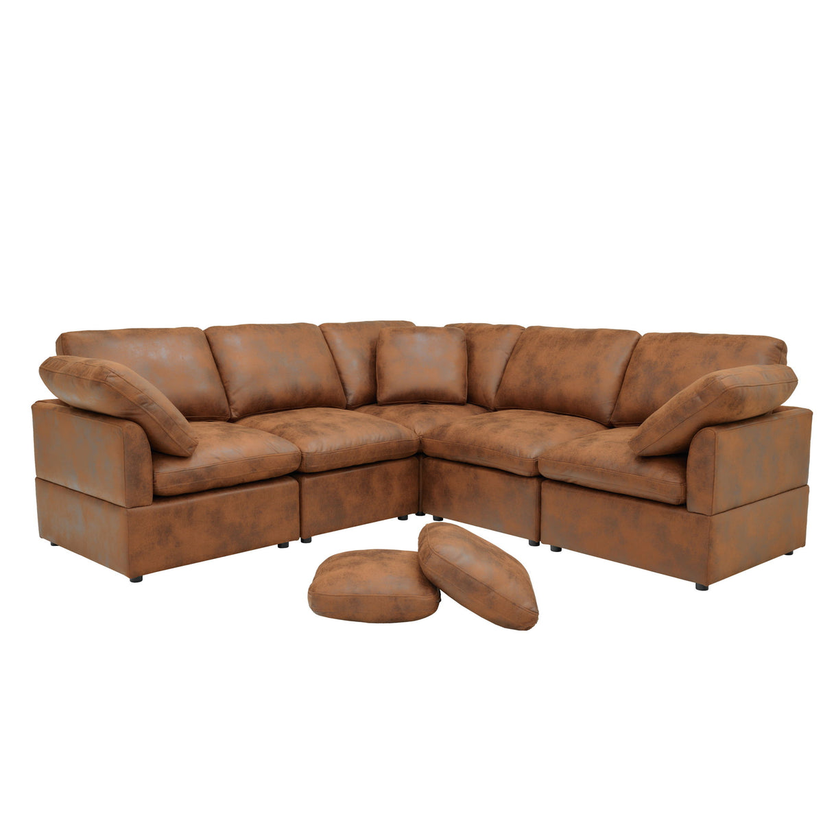 Modular Cloud Sectionals Sofa, Freely Configurable Corner - Light Brown