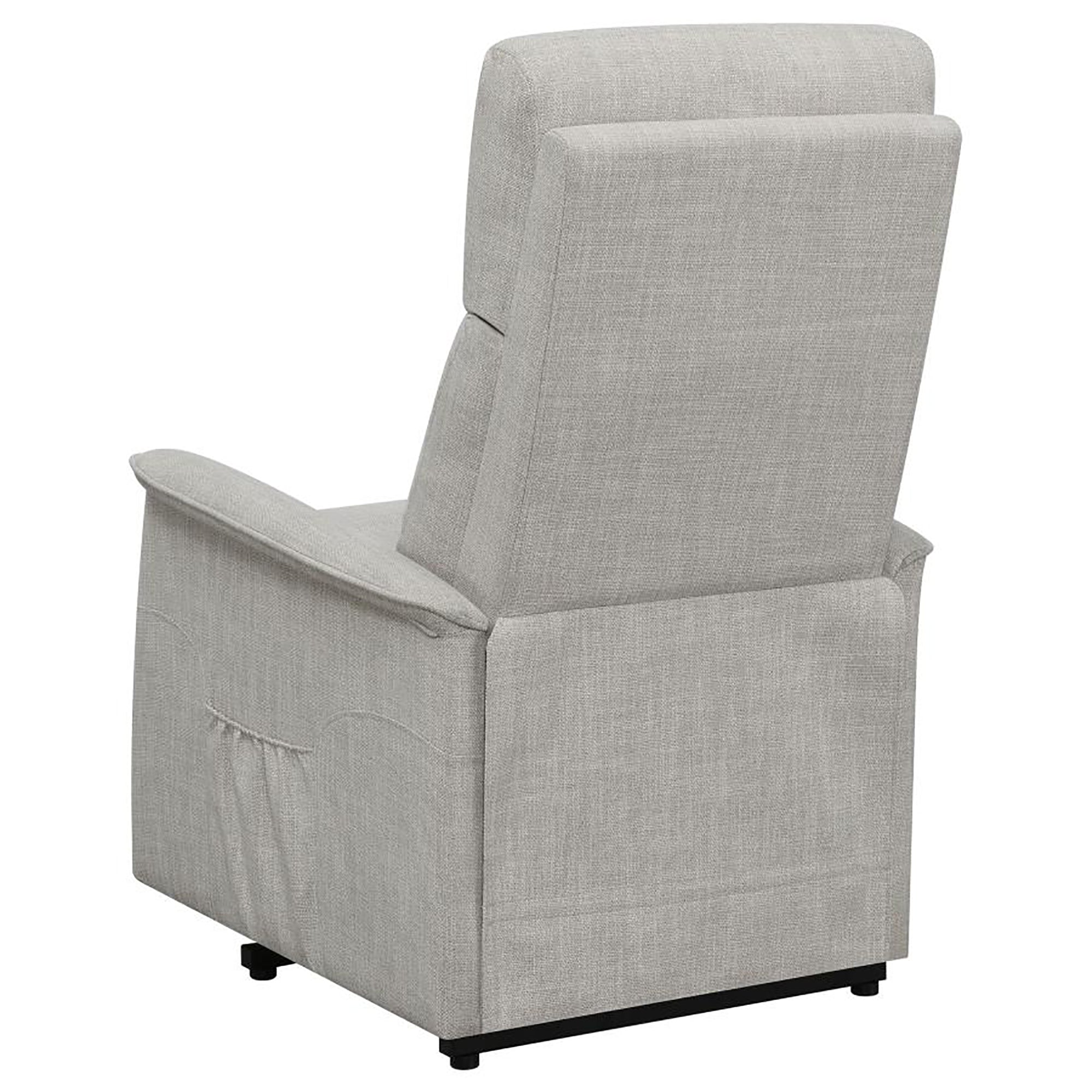 Beige Upholstered Power Lift Recliner with Wired Remote