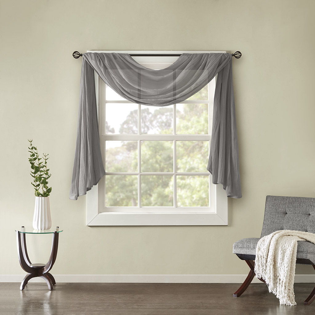 Harper - Solid Crushed Scarf Sheer - Gray