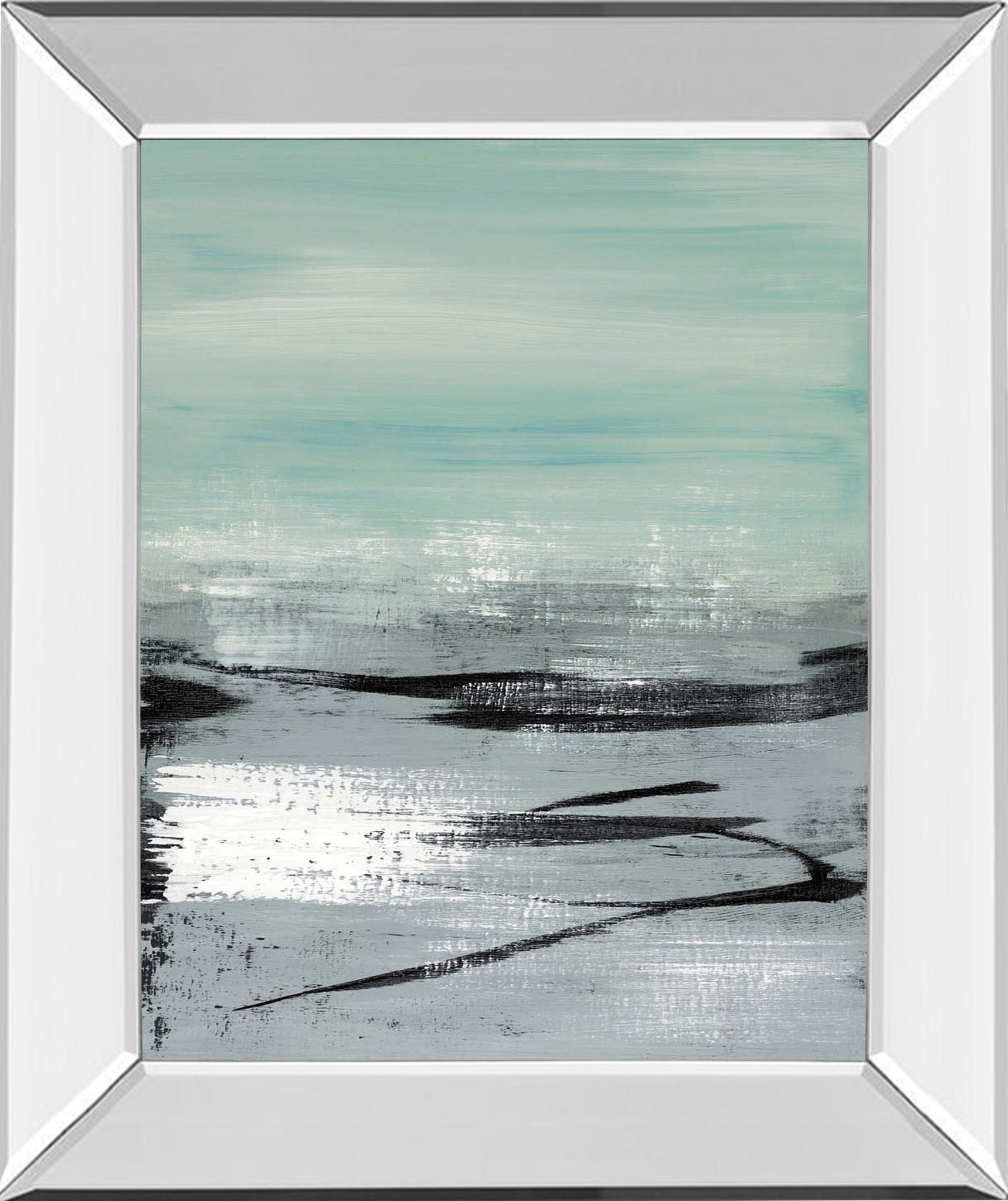 Beach Il By Heather Mcalpine - Mirror Framed Print Wall Art - Light Blue