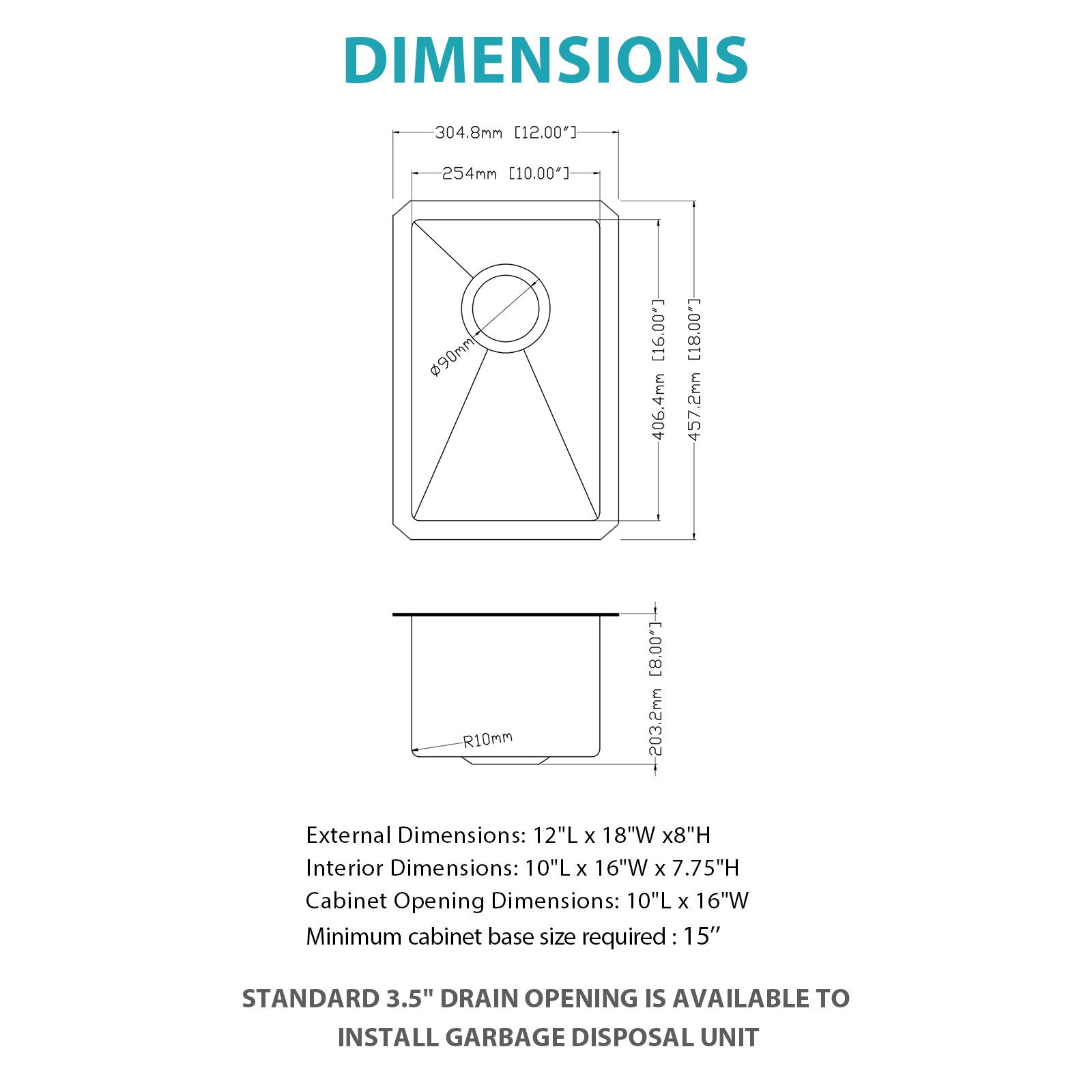 Undermount Steel Kitchen Sink, Deep Single Bowl Basin