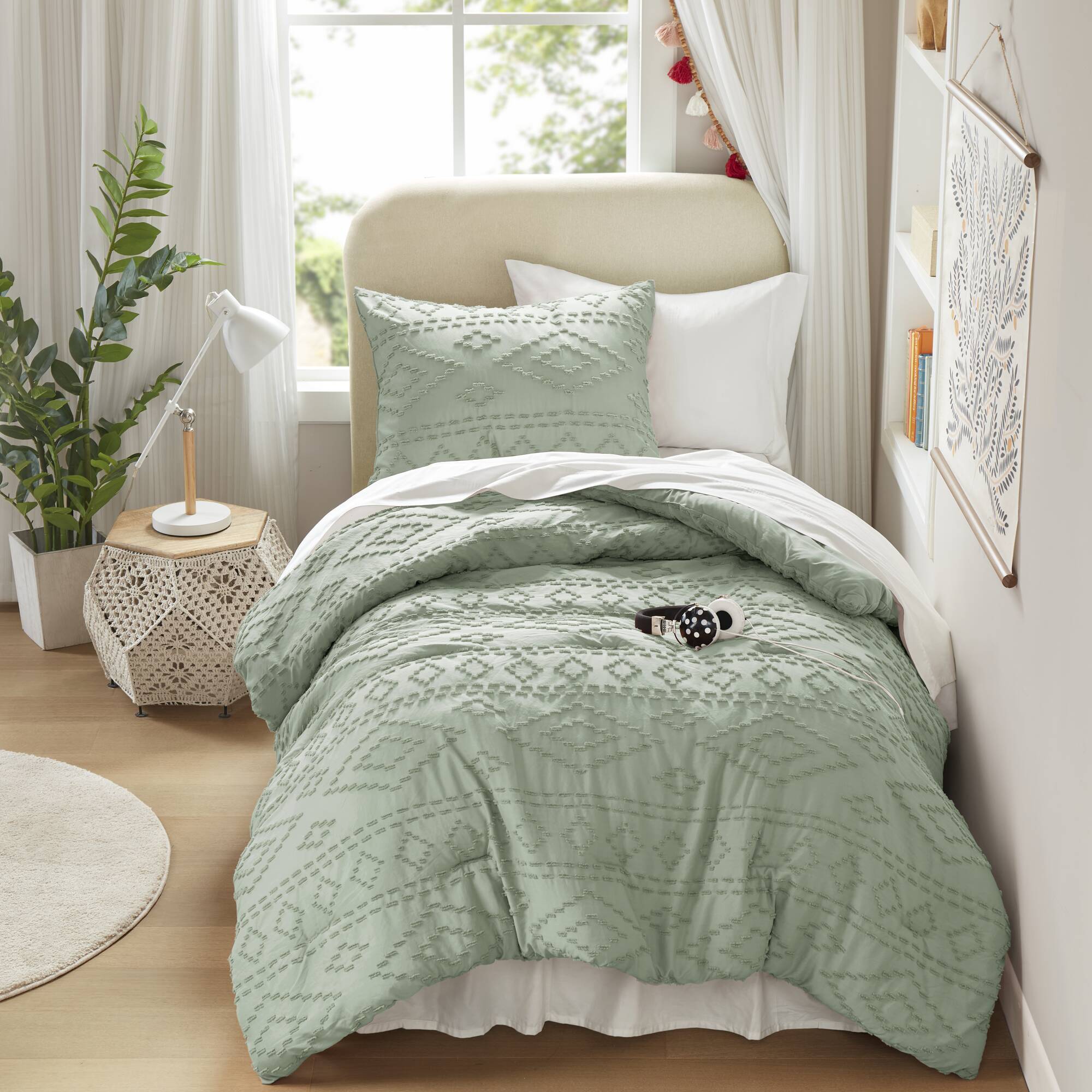 Gigi - Twin/Twin Long Comforter Mini Set - Sage Green
