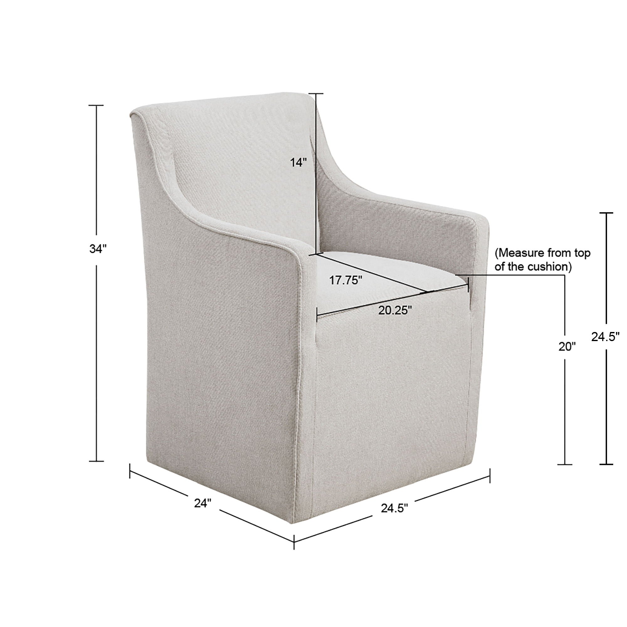 Charlotte - Slipcover Dining Arm Chair With Casters - Gray
