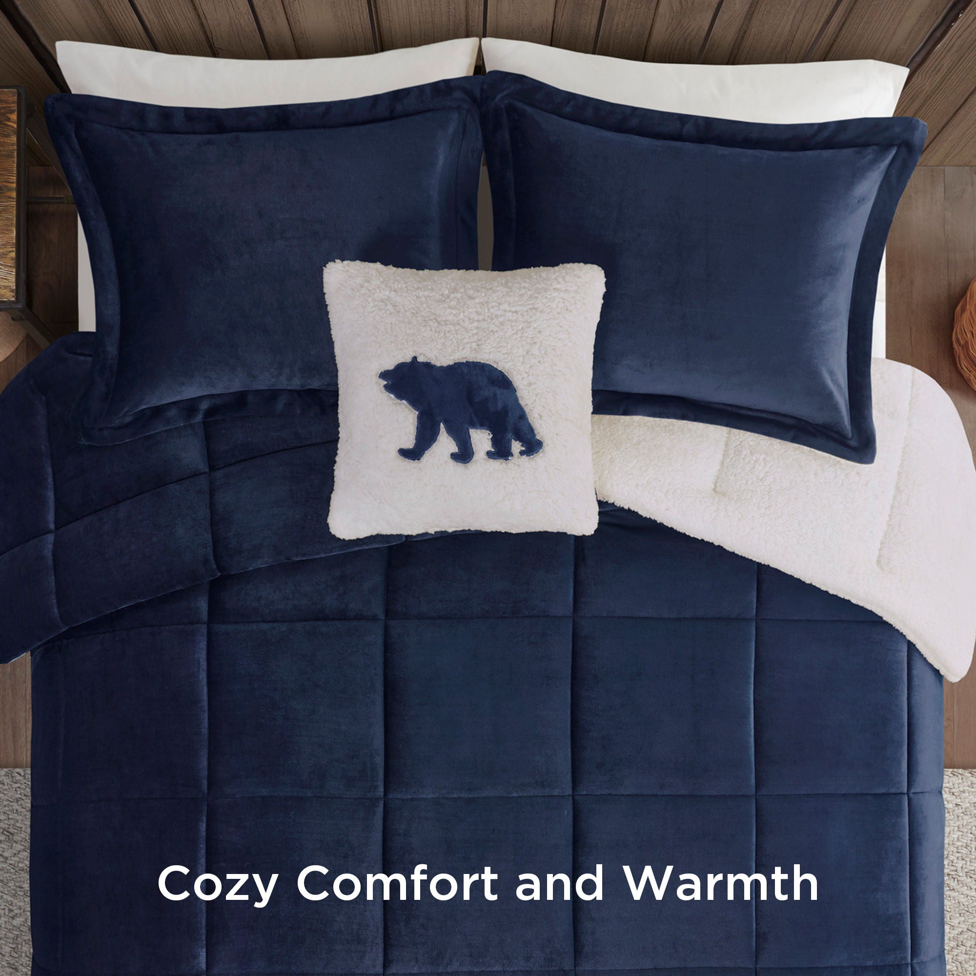 Alton - King Down Alternative Comforter Set - Navy / Ivory
