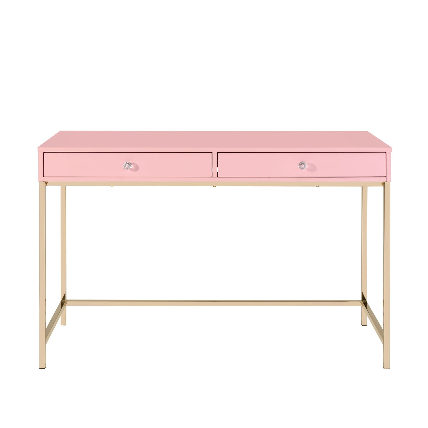 ACME Ottey Writing Desk, Pink High Gloss & Gold Finish 93545