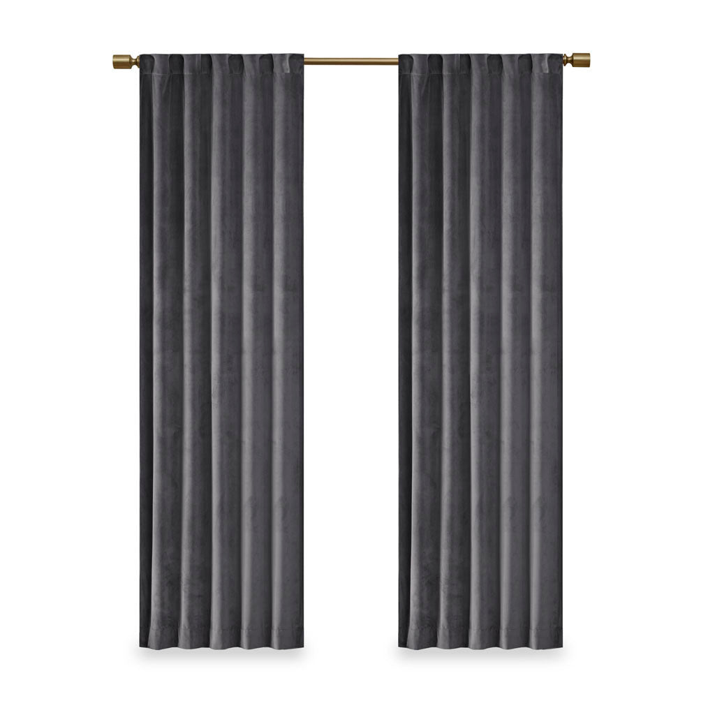 Room Darkening Poly Velvet Rod Pocket/Back Tab Curtain Panel Pair