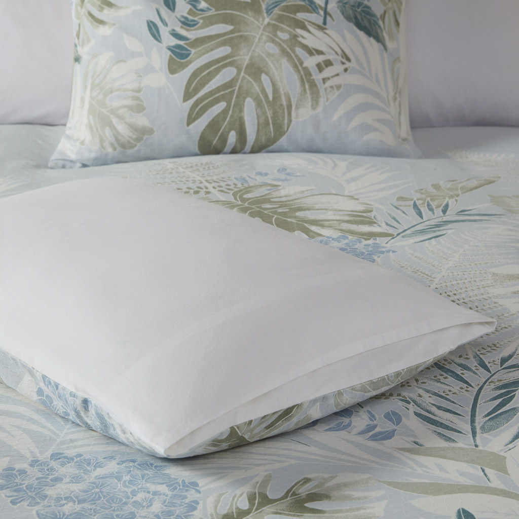 Kiawah Island - 5 Piece Cotton Duvet Cover Set With Throw Pillow - Blue