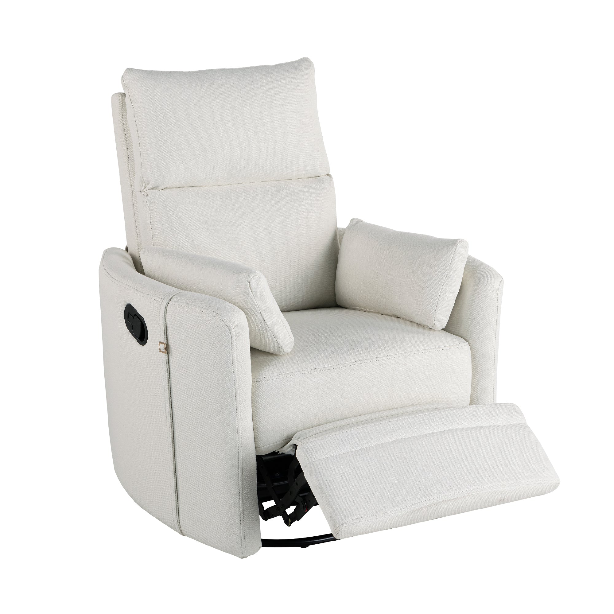 360 Degree Swivel Recliner Theater Recliner Manual Rocker Recliner Chair with Two Removable Pillows for Living Room, Beige