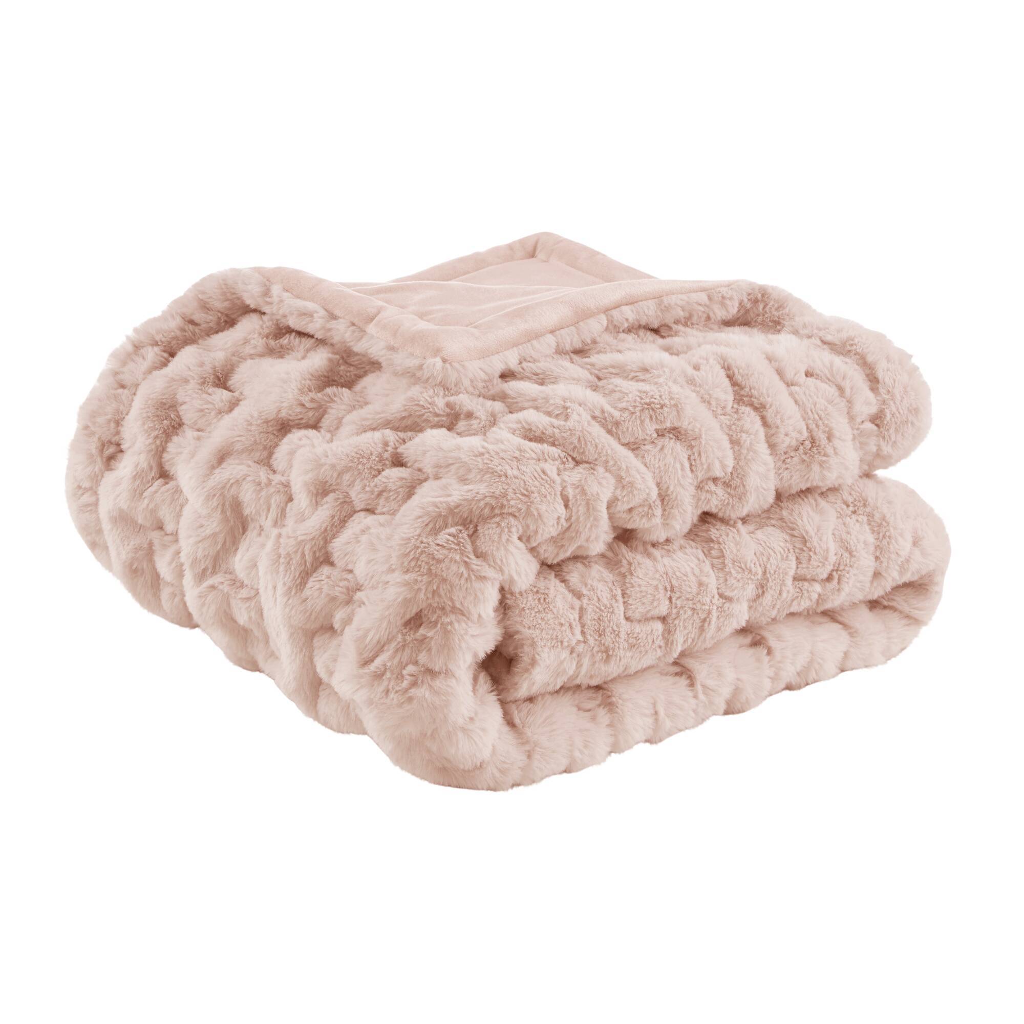 Ruched Fur - Ruched Throw - Blush