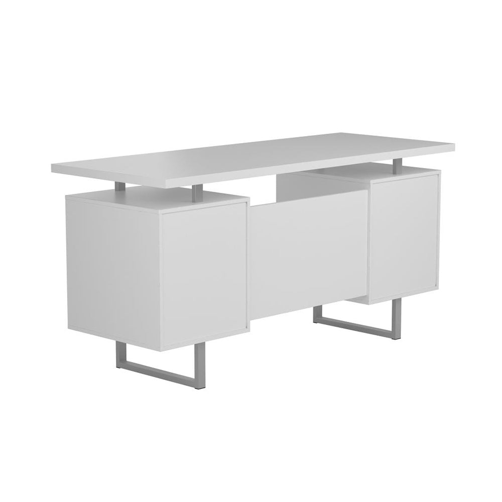Floating Top Office Desk in Glossy White