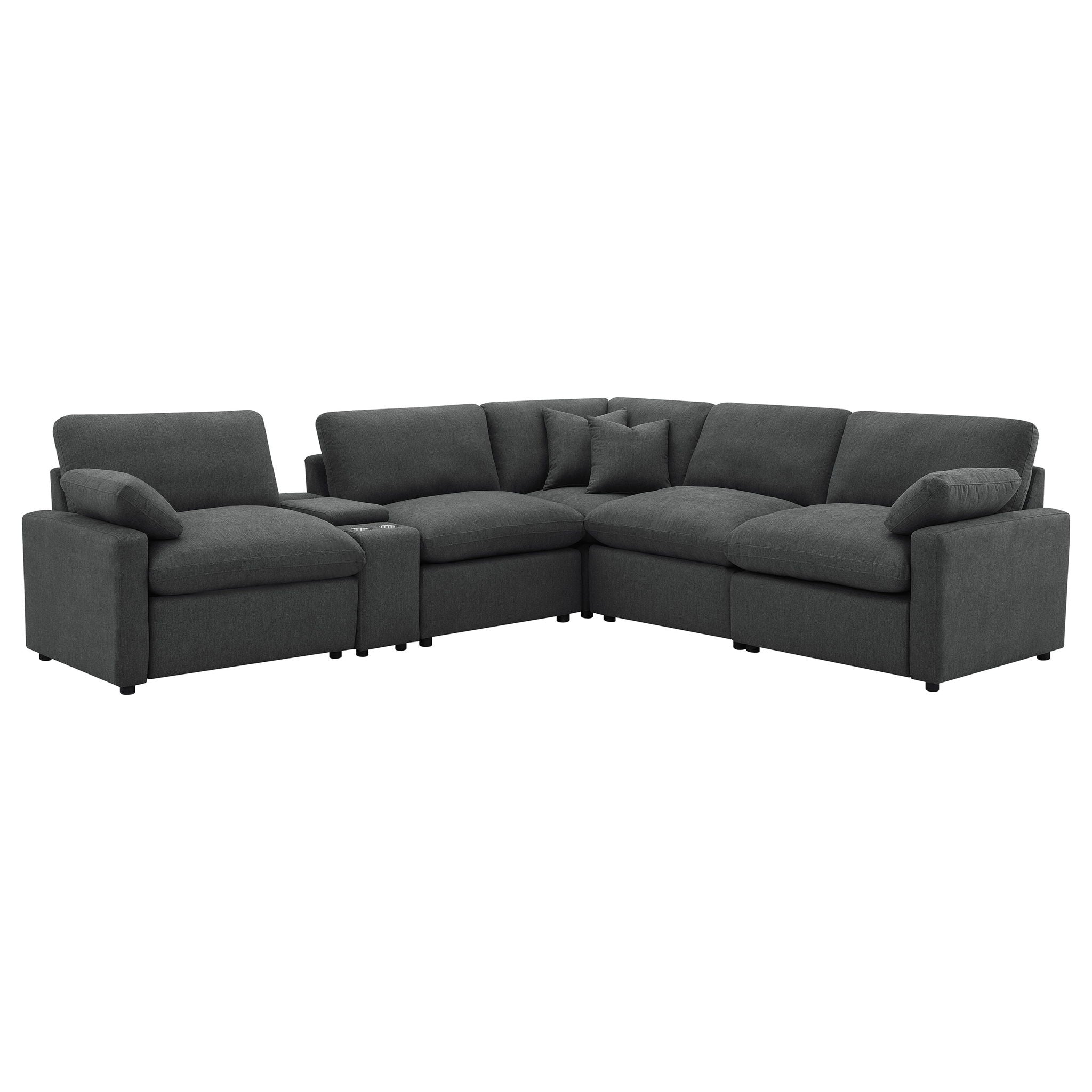 Hollander - 6 Piece Modular Power Reclining Sectional - Dark Gray