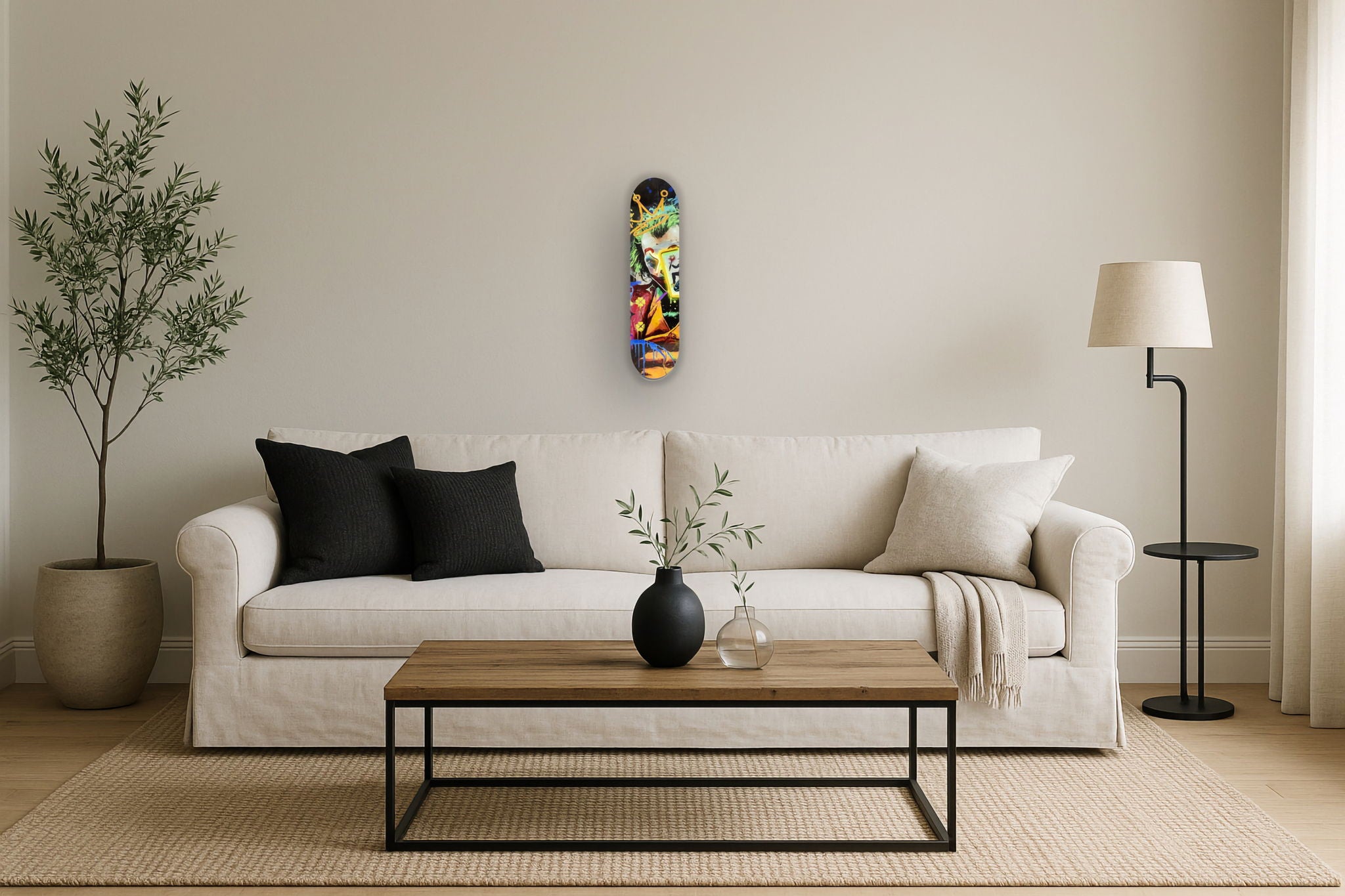 Chaos Jester Graffiti Burst - 8" x 31" Framed Wall Art - Black