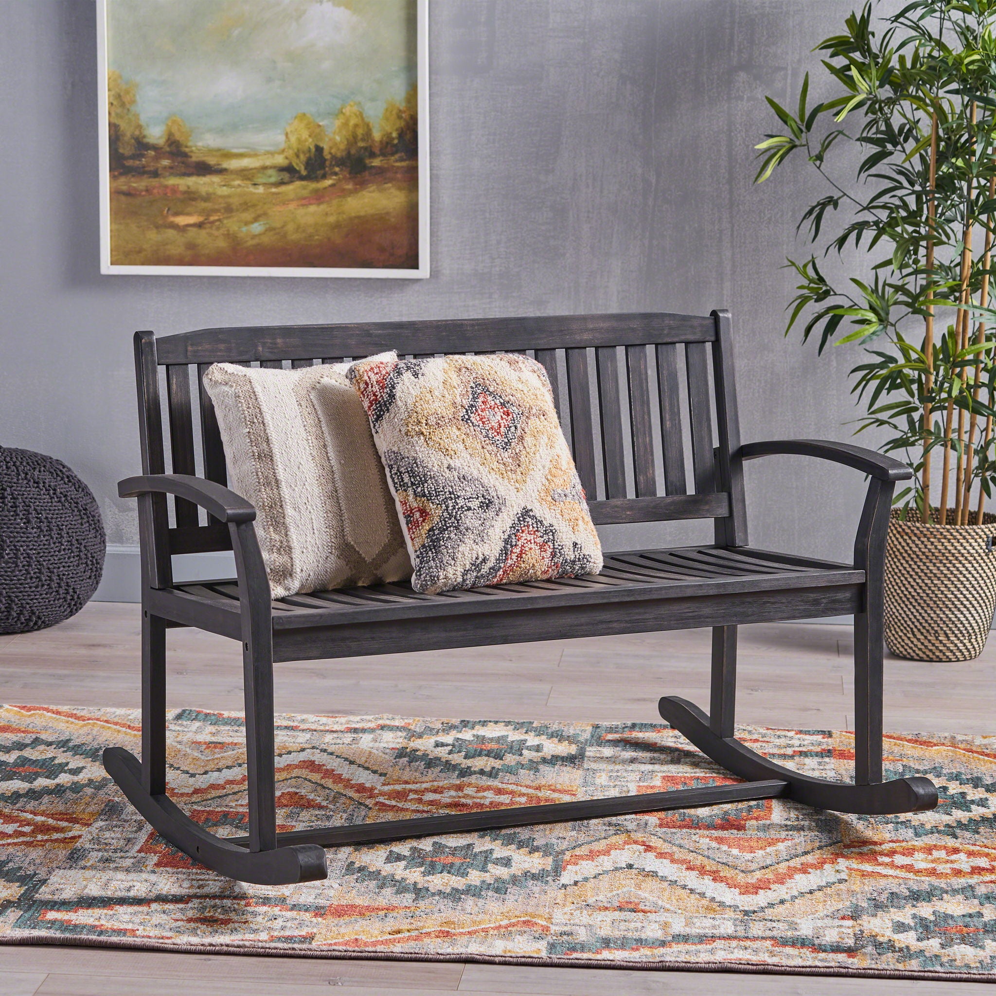 Baxter - Rocking Loveseat - Dark Gray