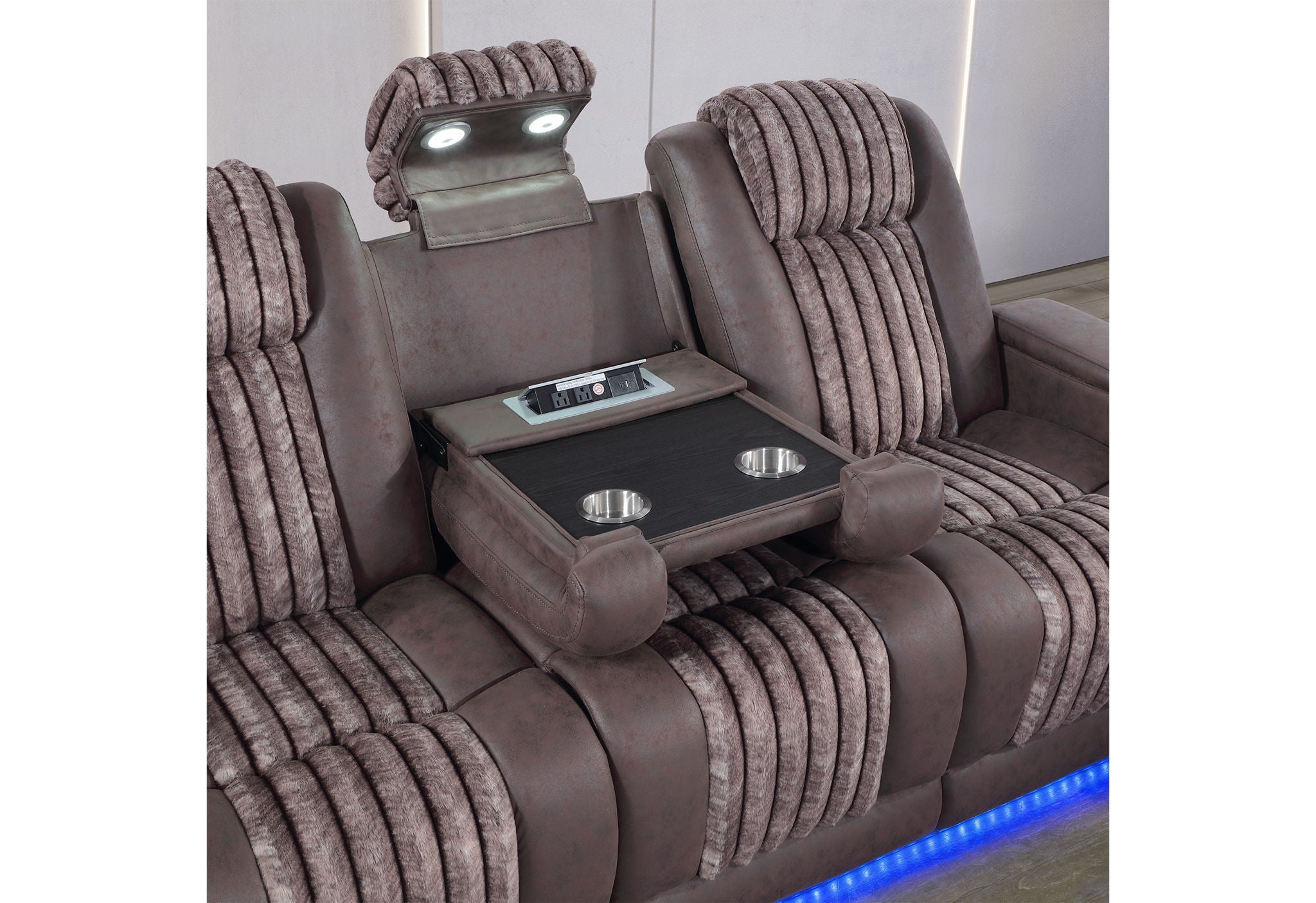 U8000 - 3 Piece Living Room Set (Power Console Reclining Loveseat, Power Reclining Sofa, Power Recliner With Power Headrest) - Brown