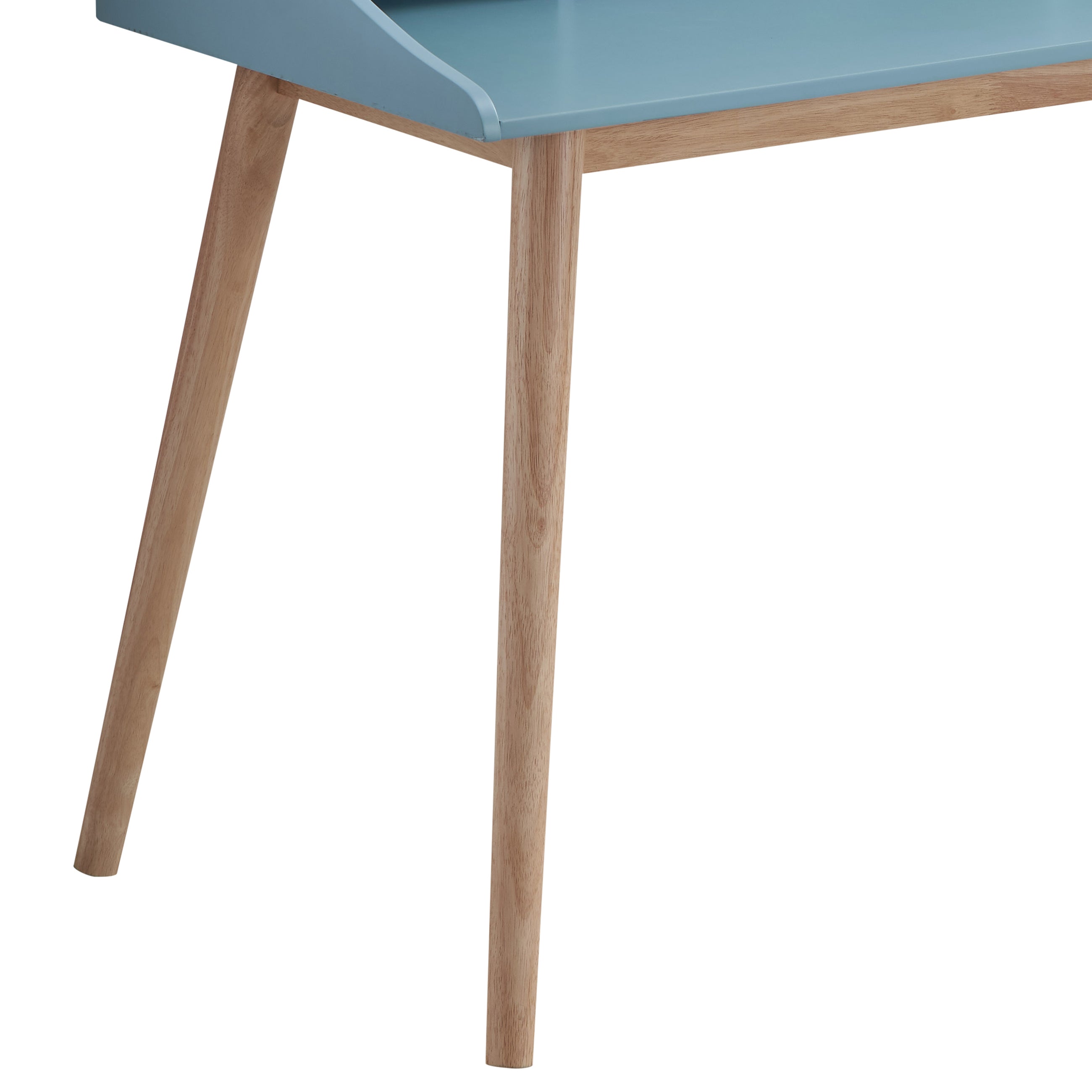 Roskilde Mid-Century Modern Wood Writing Desk with Hutch, Blue