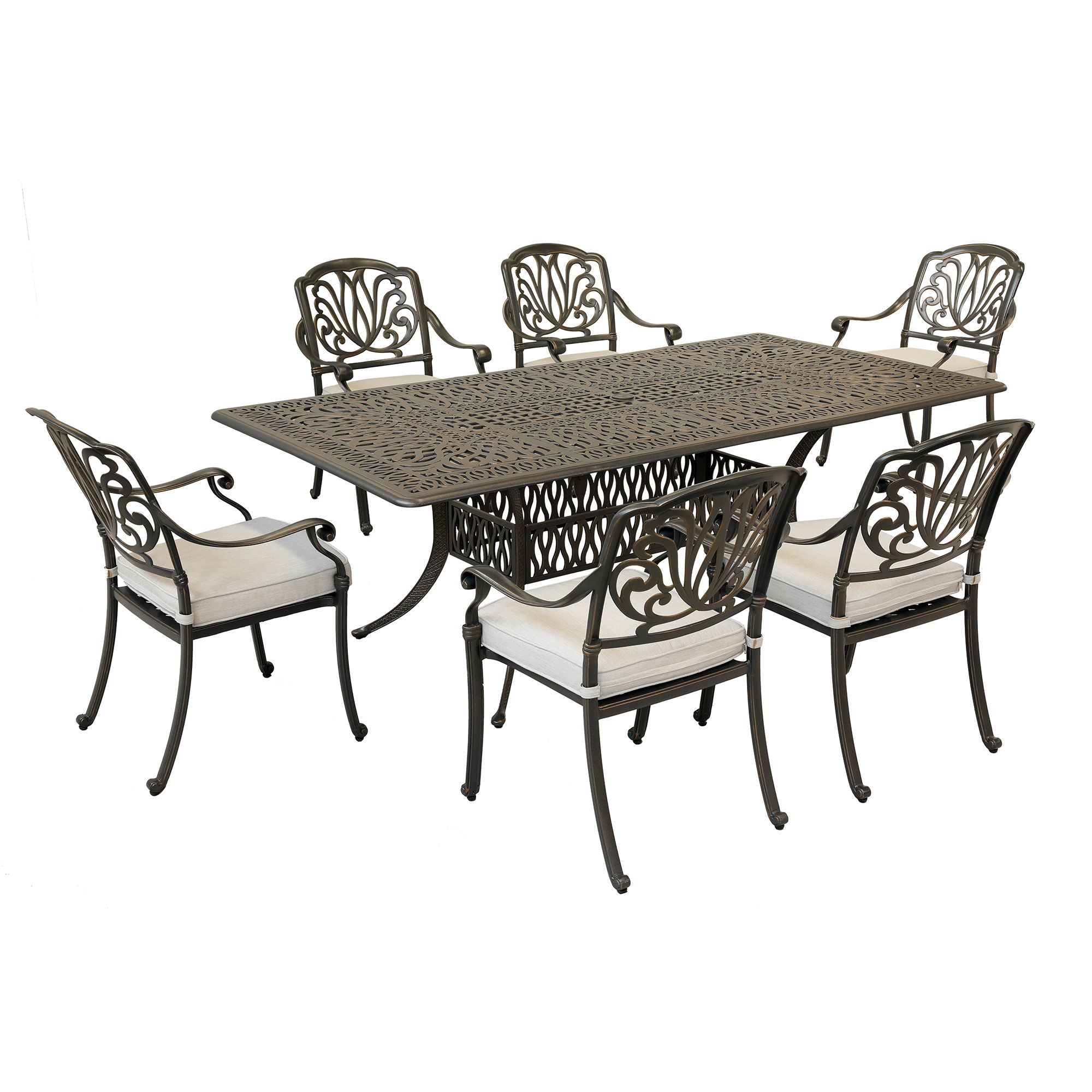 Rectangular 84.2" Long Dining Set With Sunbrella Cushions