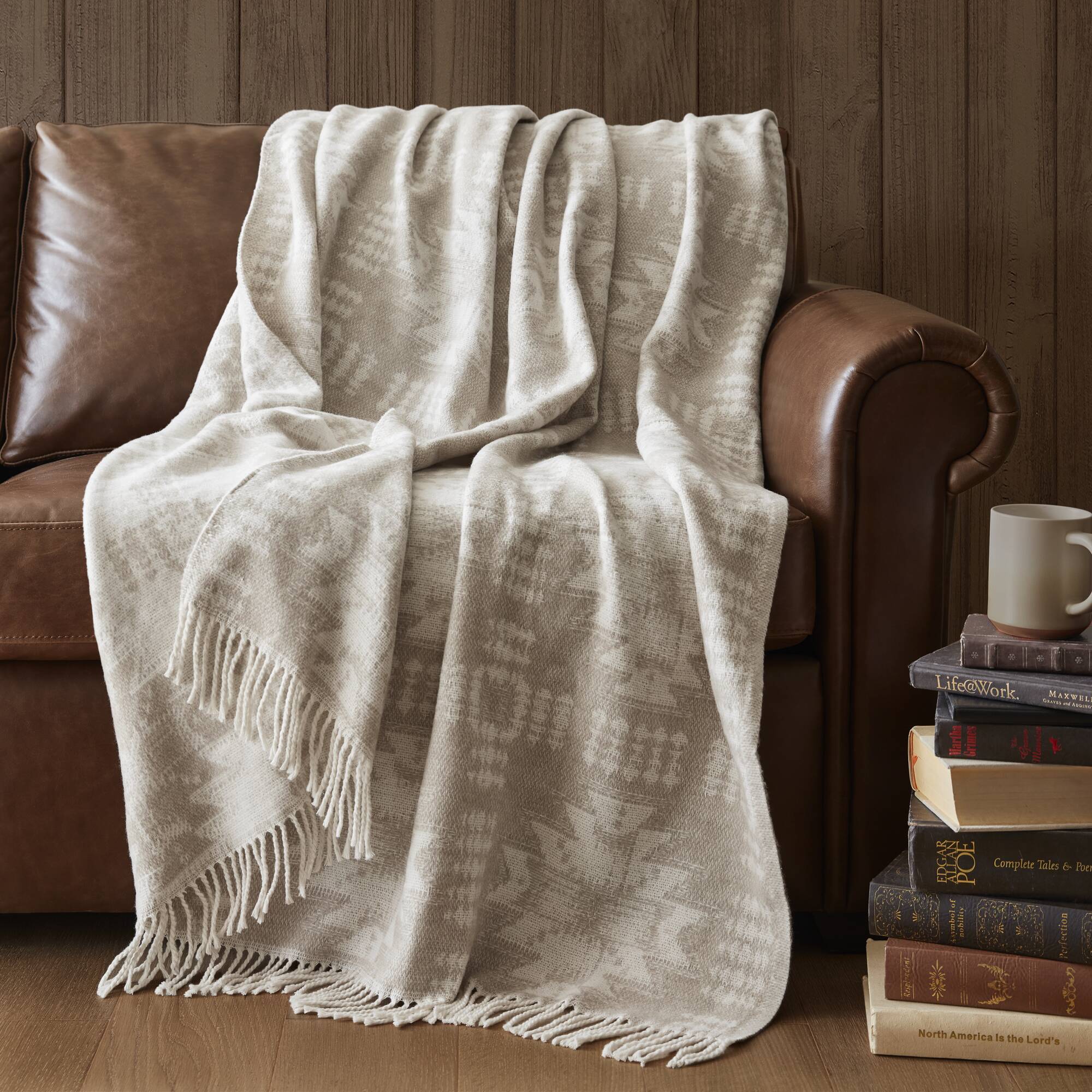 Alberta - Cotton Blend Throw - Neutral Aztec