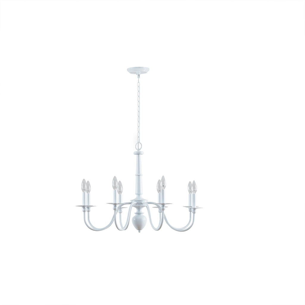 Amelia - 8-Light Traditional Metal Chandelier - Glossy White