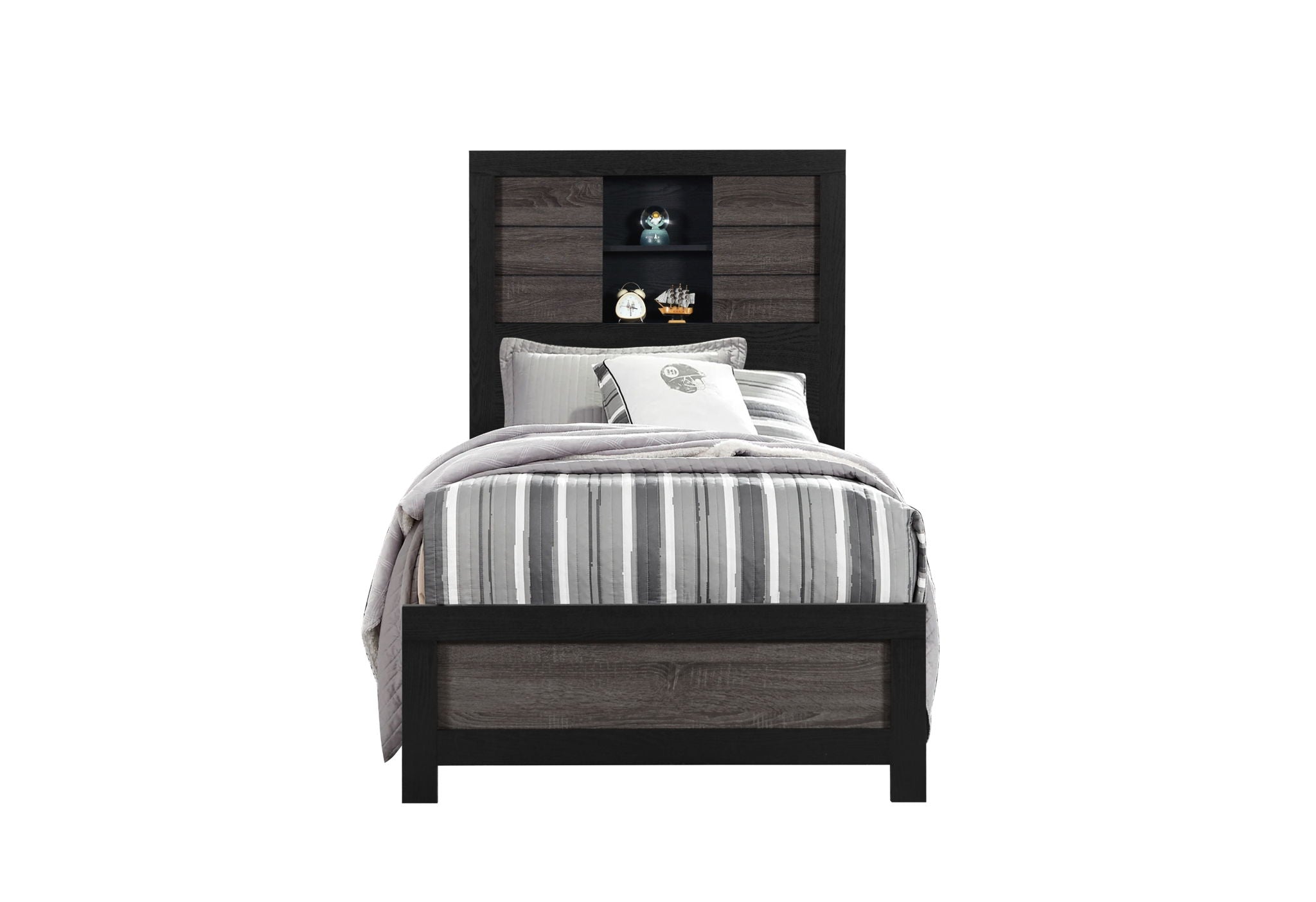 Lisbon - Bookcase Full Bed Headboard And Footboard - Black / Gray