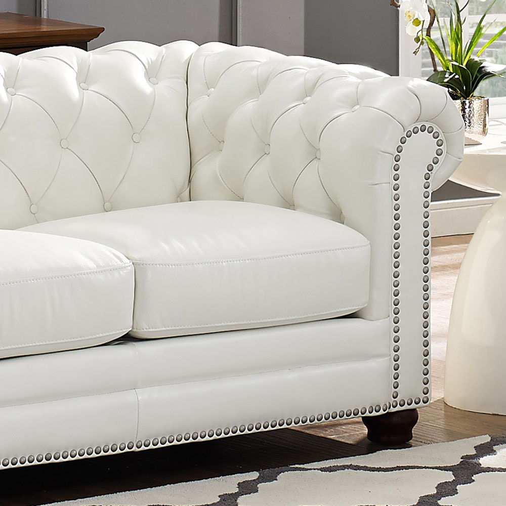 Aliso - Leather Loveseat - Creamy White