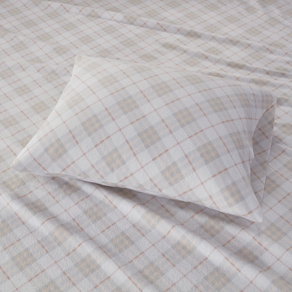 Cozy Flannel - Twin Printed Sheet Set - Pink Plaid