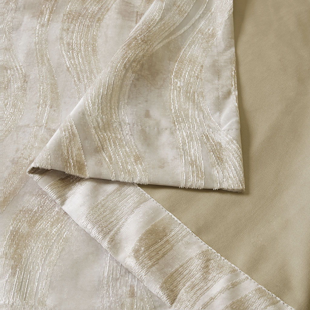Victorio - 84" Printed Grommet Top Total Blackout Curtain - Ivory