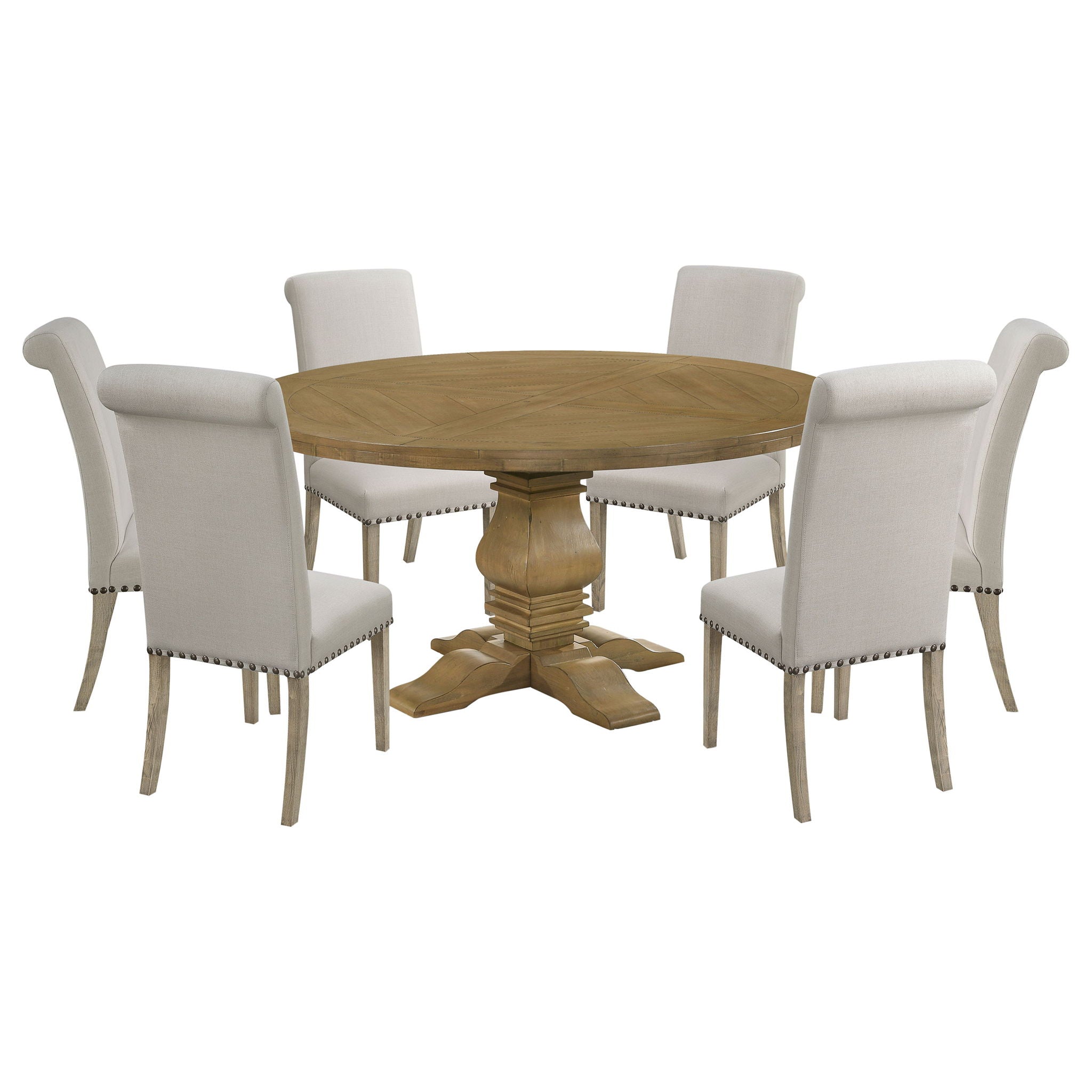 Round Dining Table Set With Upholstered Chairs