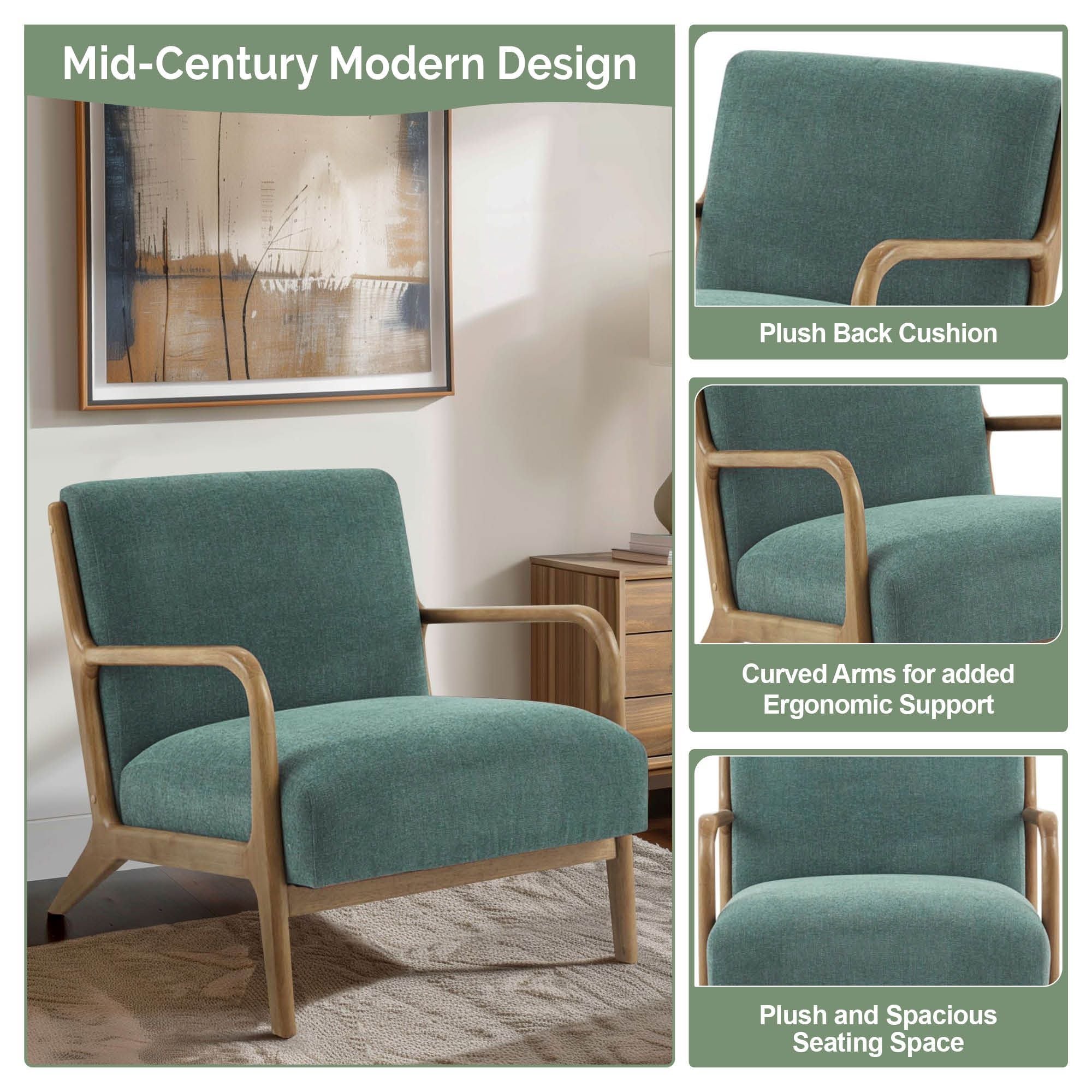 Novak - Mid-Century Modern Accent Armchair (Set of 2) - Teal
