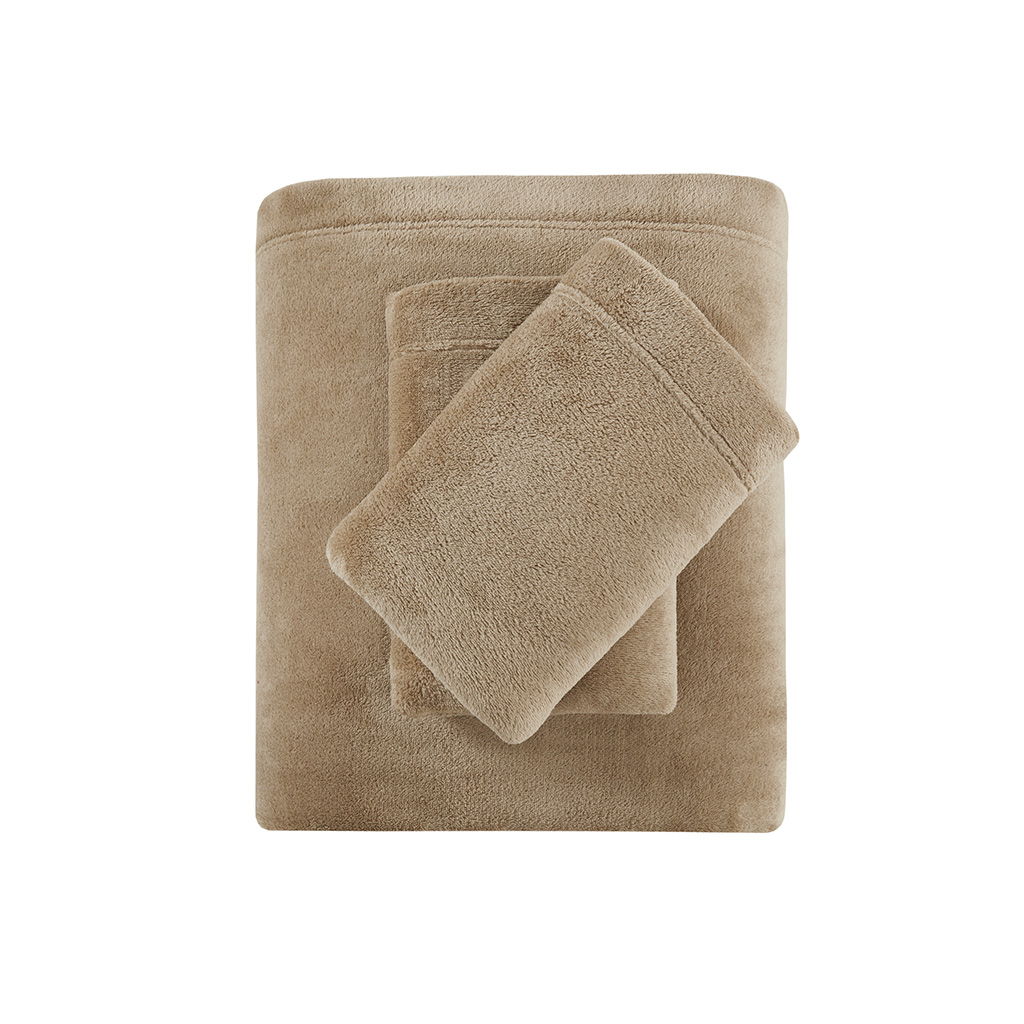 Soloft Plush - 4 Piece Queen Micro Plush Sheet Set - Taupe