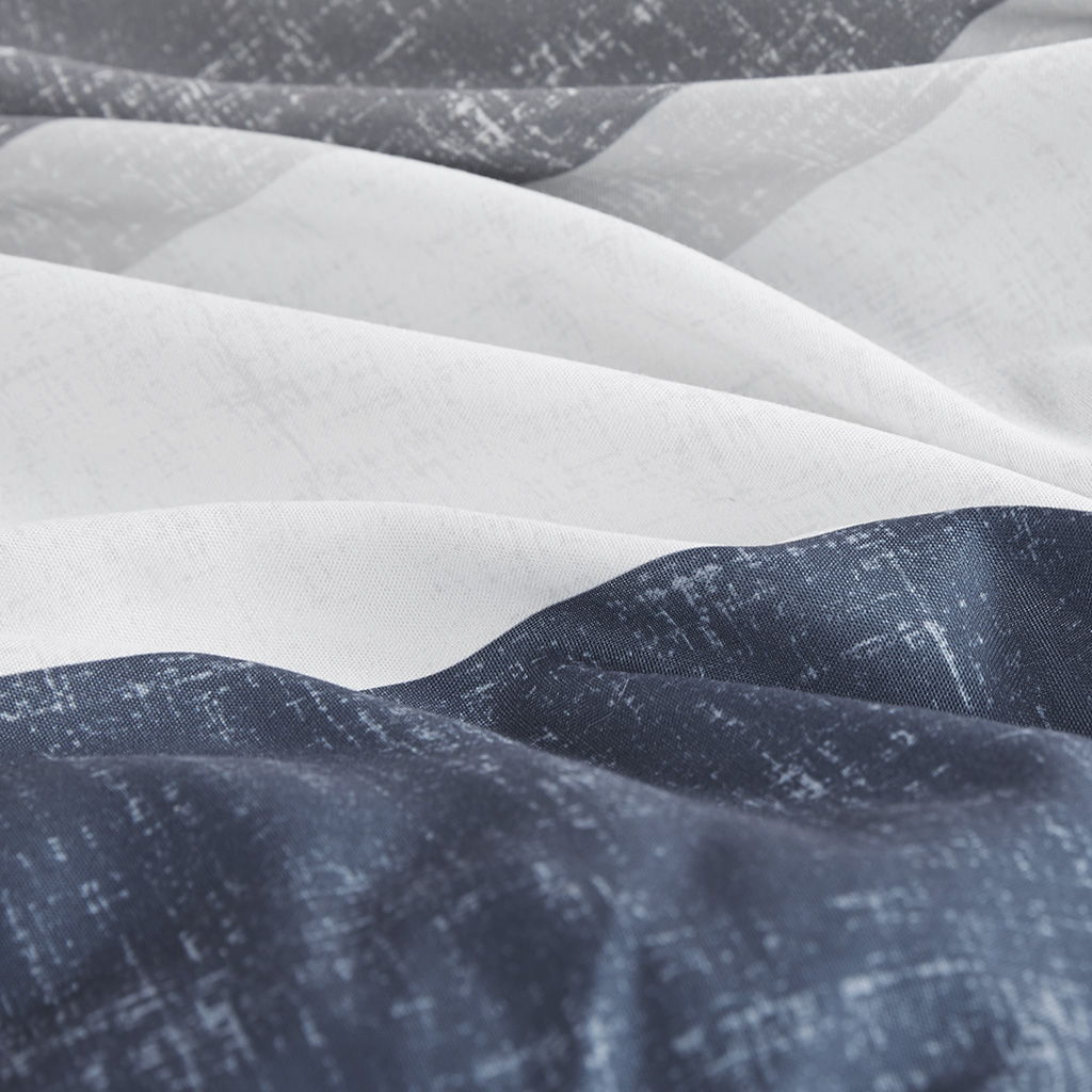 Jaxon - Stripe Comforter Set With Bed Sheets - Blue / Gray