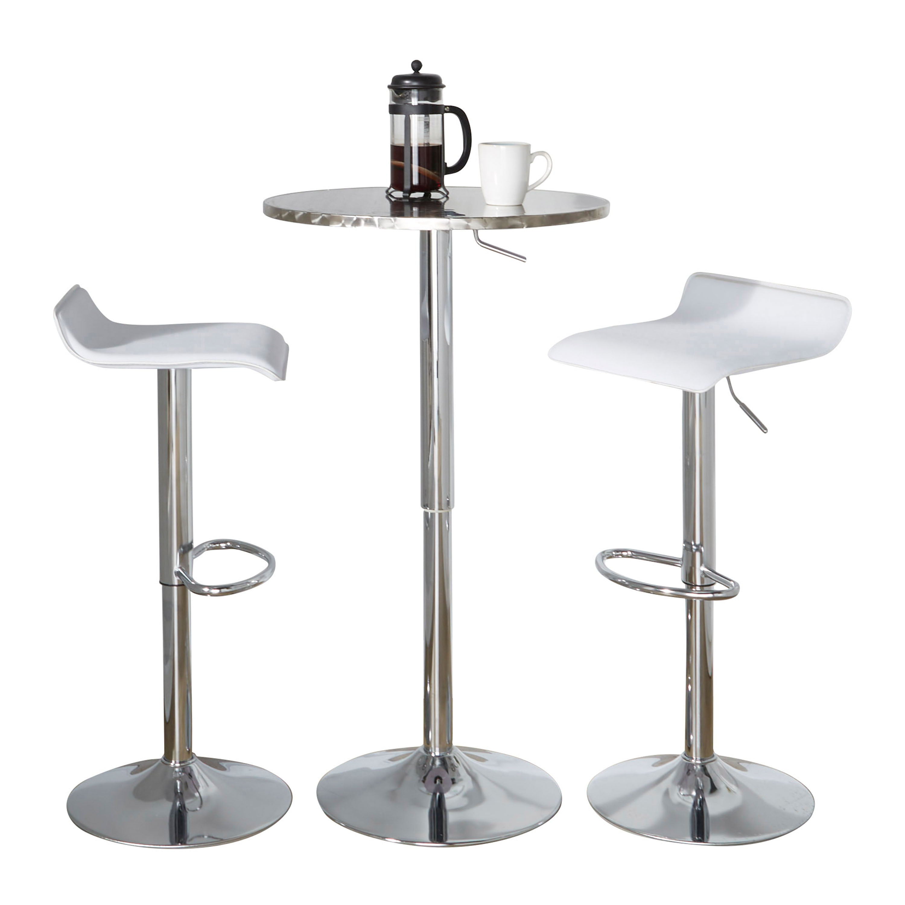 Ale - 3 Piece Bar Set Bistro Round Contemporary Adjustable Oval Footrest