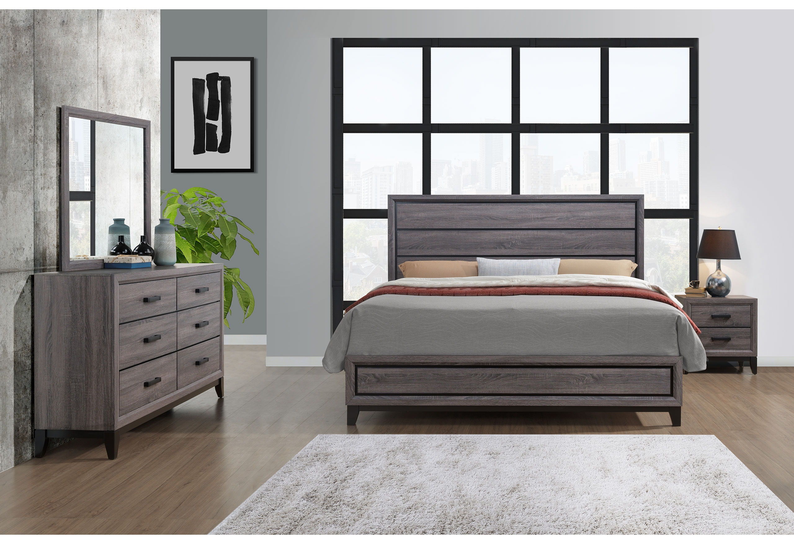 Kate - 5 Piece Full Bedroom Set - Gray