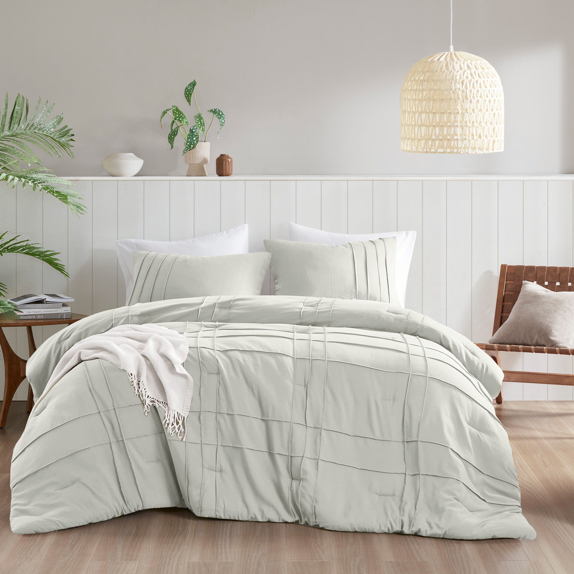 Porter - Twin/Twin Long Soft Washed Pleated Comforter Set - Silver