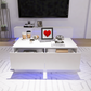 High Glossy Coffee Table with 2 Drawers have RGB Led Light with Buletooth Control