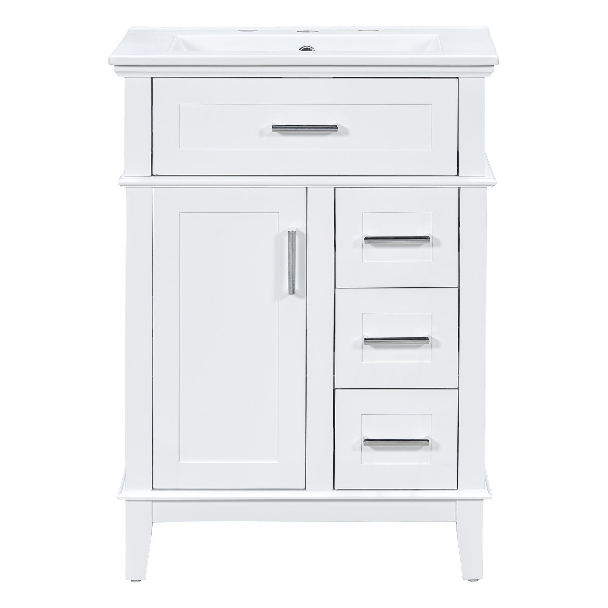 Modern Bathroom Vanity With Sink, Flip Drawer & 3 Drawers, Soft Close Hinges, Adjustable Shelf