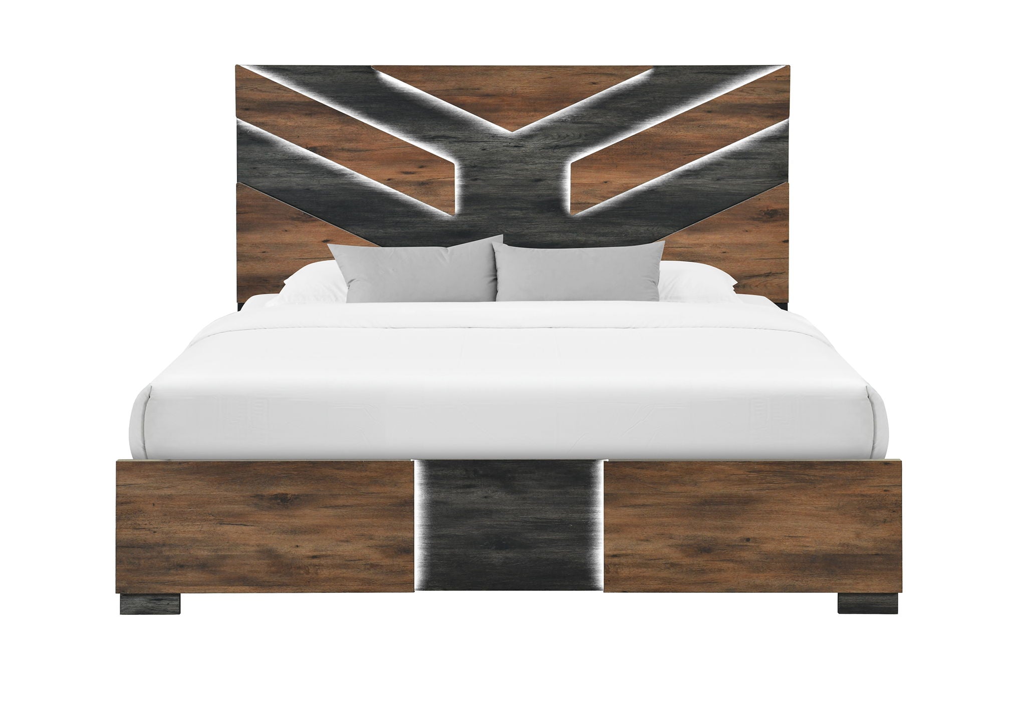 Optimus - King Bed Headboard / Footboard With LED - Black / Brown
