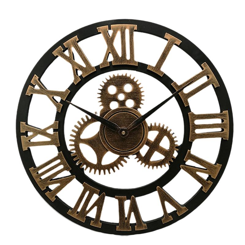 Industrial Gear Wall Clock Decorative Wall Clock Industrial Style Wall Clock (Silver Shipment without Battery)