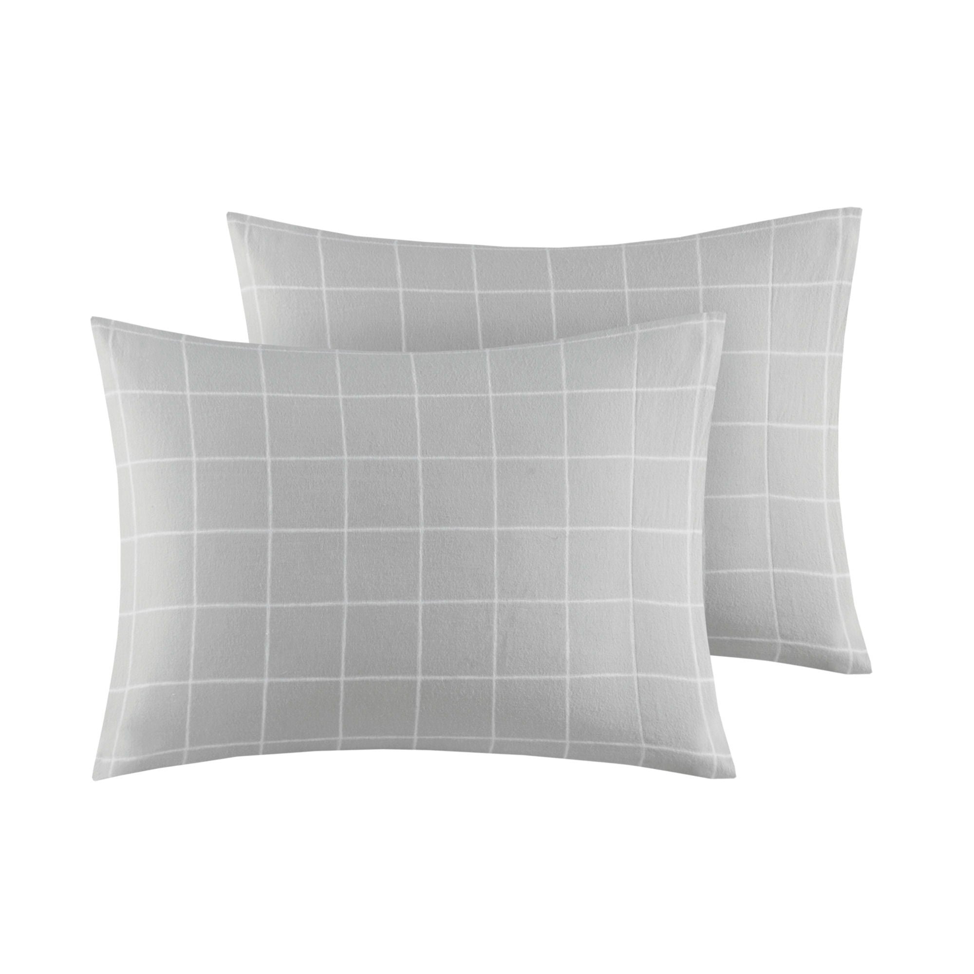 Cozy Cotton Flannel - King Printed Sheet Set - Gray Windowpane