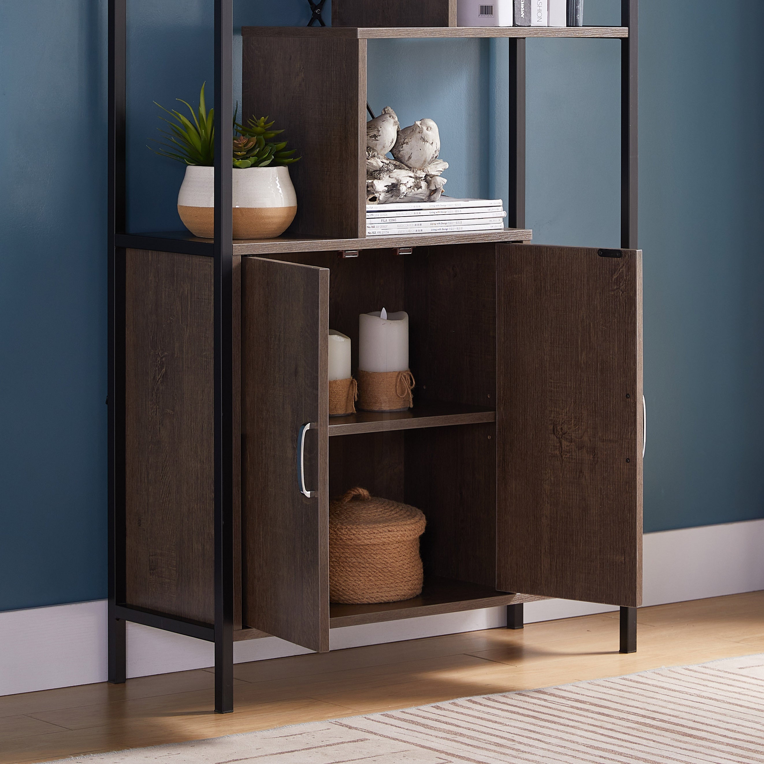 ID USA   Bookcase Walnut Oak & Black