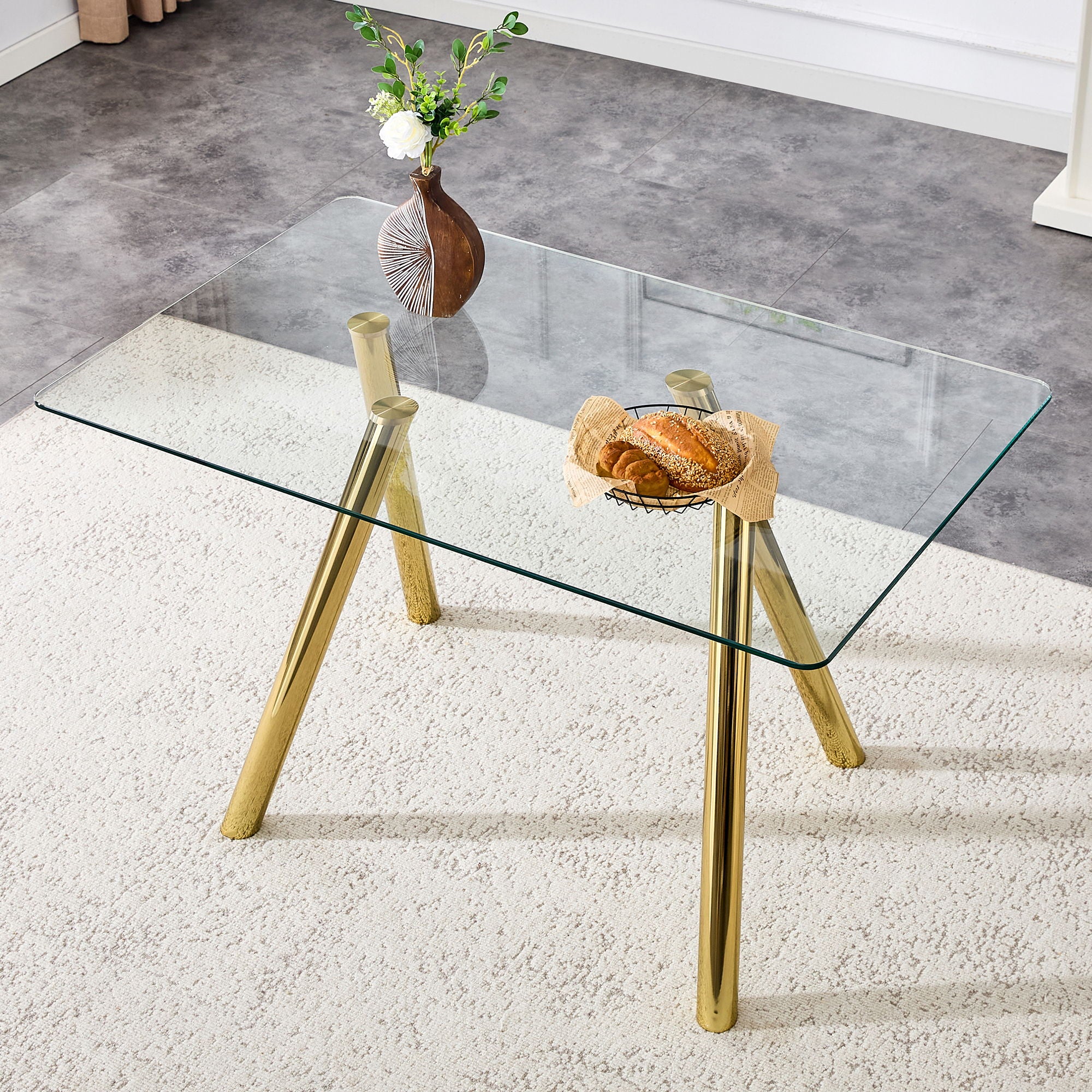 Rectangular Design Dining Table - Gold