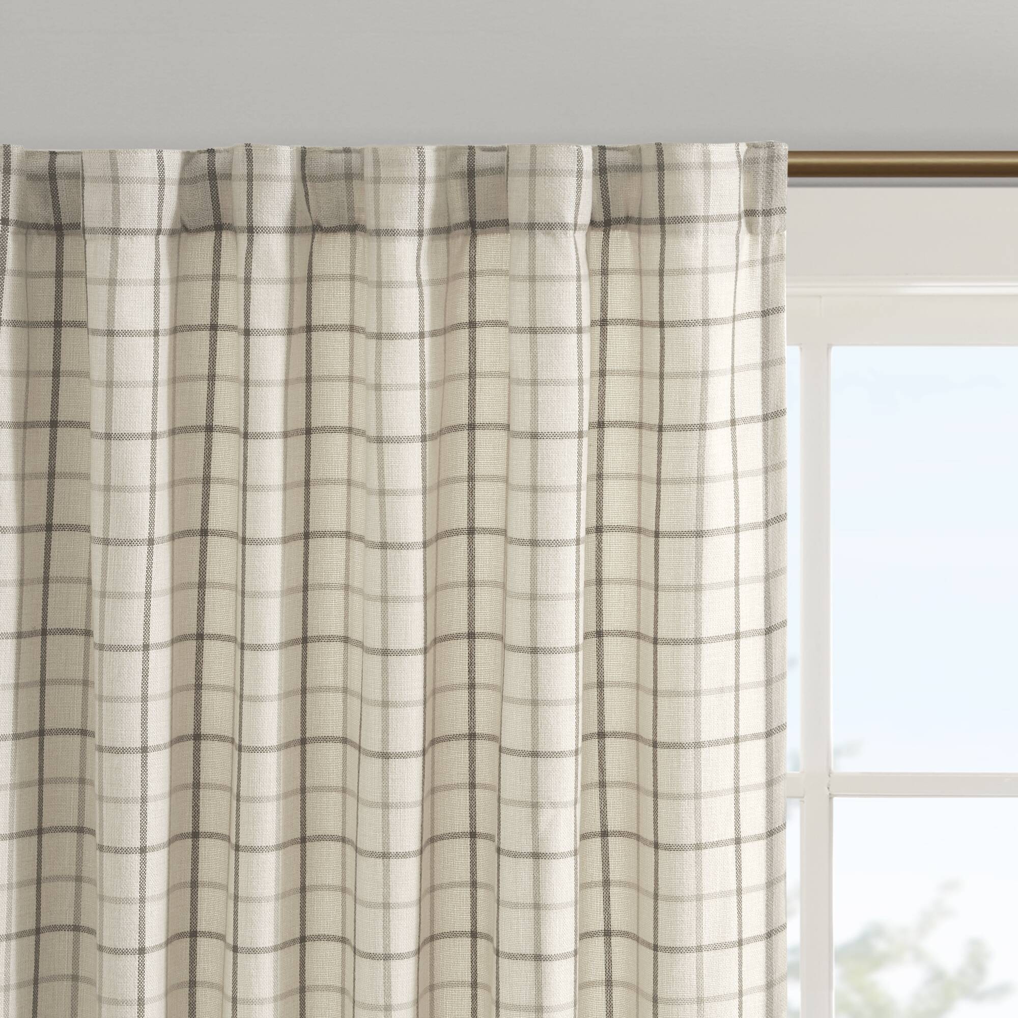 Anaheim - 95" Plaid Tab Top Panel - Natural