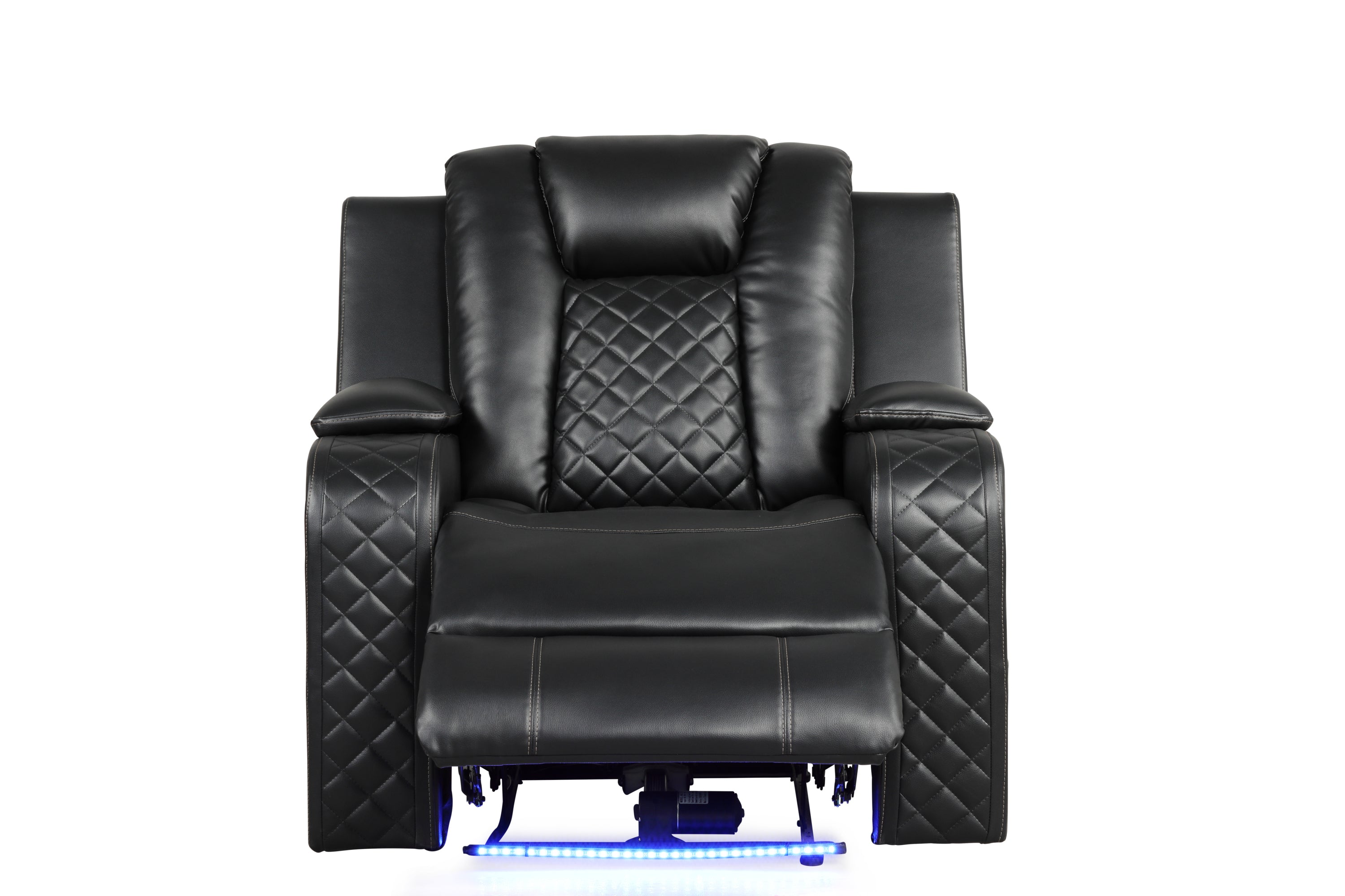 Benz LED & Power Recliner Chair Made With Faux Leather in Black