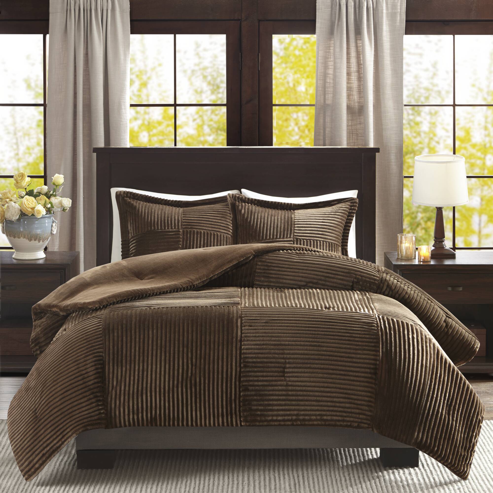 Parker - King Comforter Mini Set - Brown