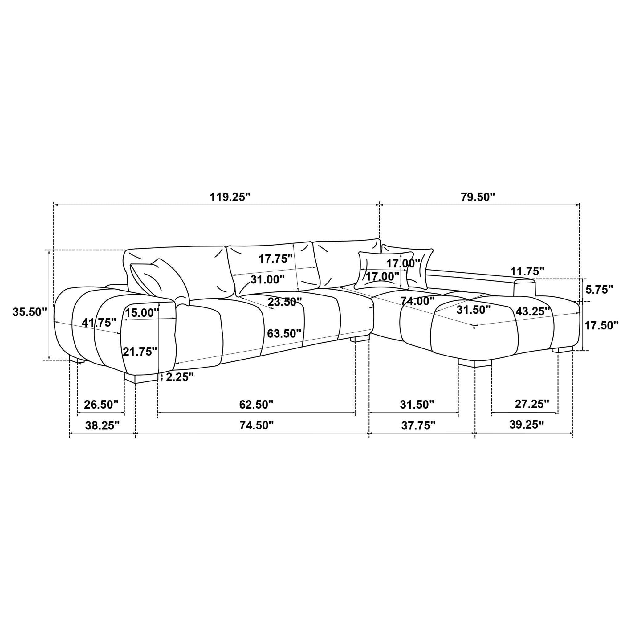 Plather - Sectional Chaise Sofa