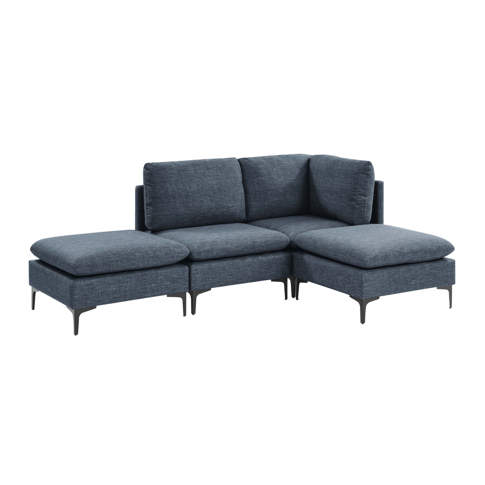 Upholstered Modular Sectional With Tall Legs, Medium Firm Seat